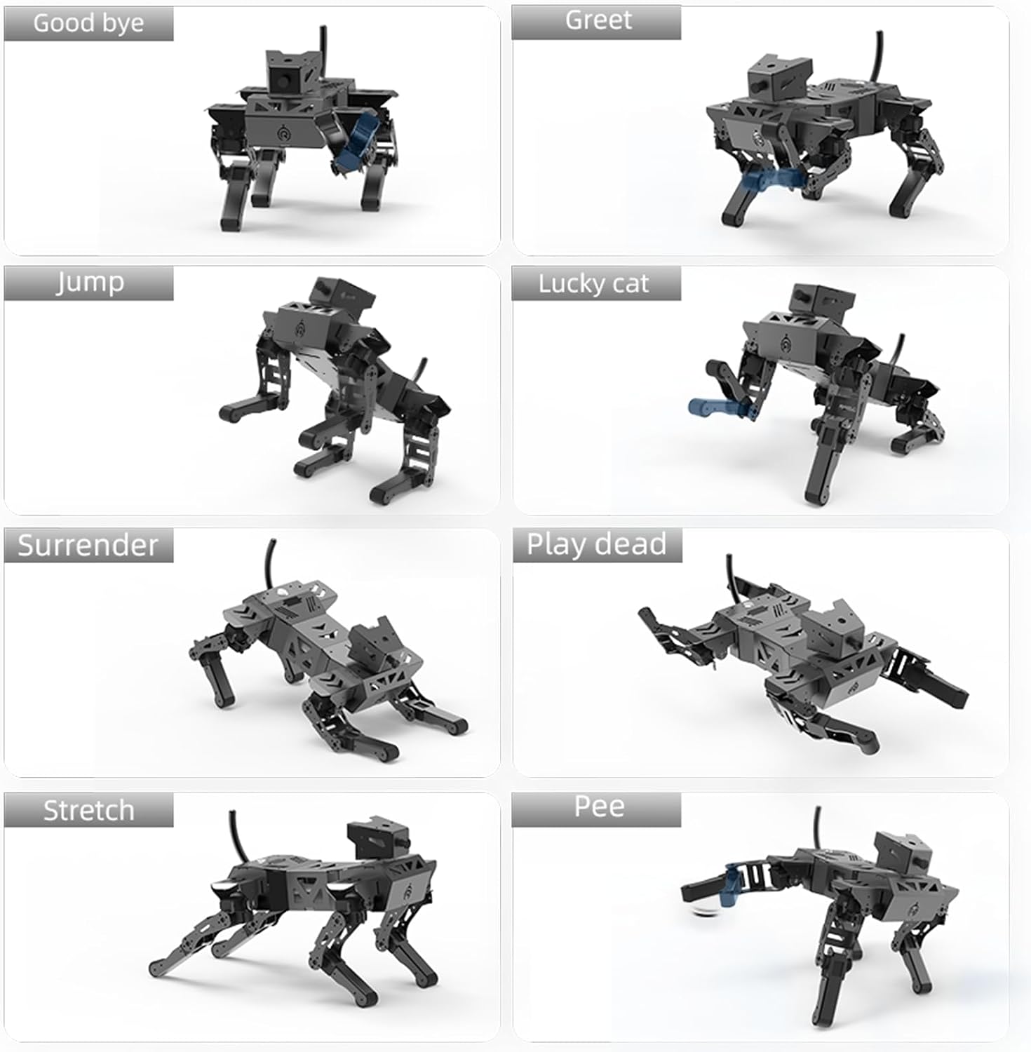Robot Dog Kit for Raspberry Pi 5, AI Visual Recognition Interaction Smart Robot Python Programmable, 13 DOF Bionic Gait Mechanical Dog, Camera Servo, RC/Voice Control