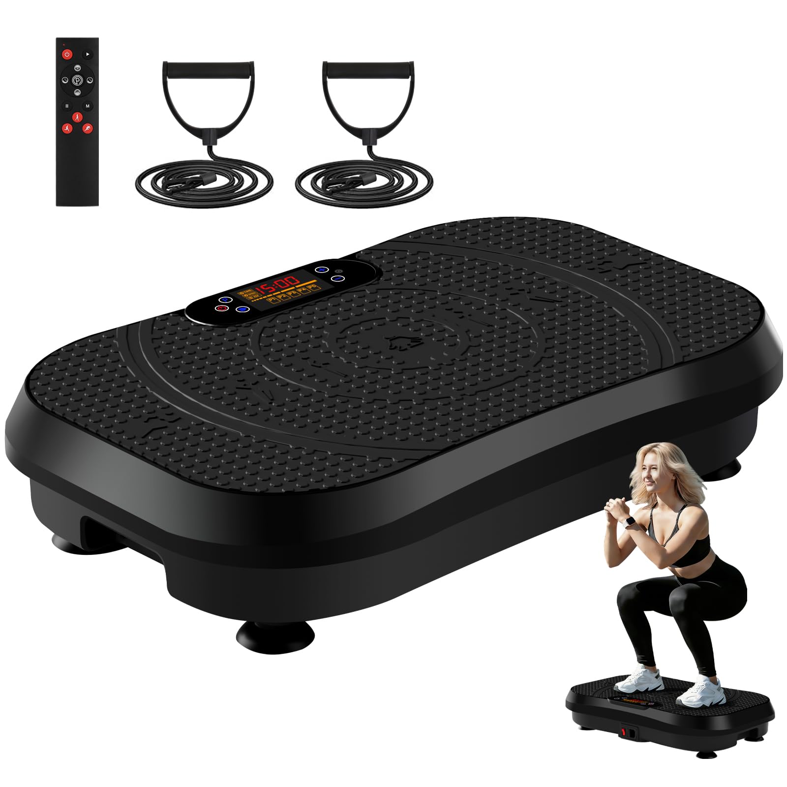 SoftGym Waver Vibration Plate Exercise Machine for Lymphatic Drainage Weight Loss,120 Speed Levels Vibrating Platform with Resistance Bands,Full-Body Workout Equipment for Muscle Toning
