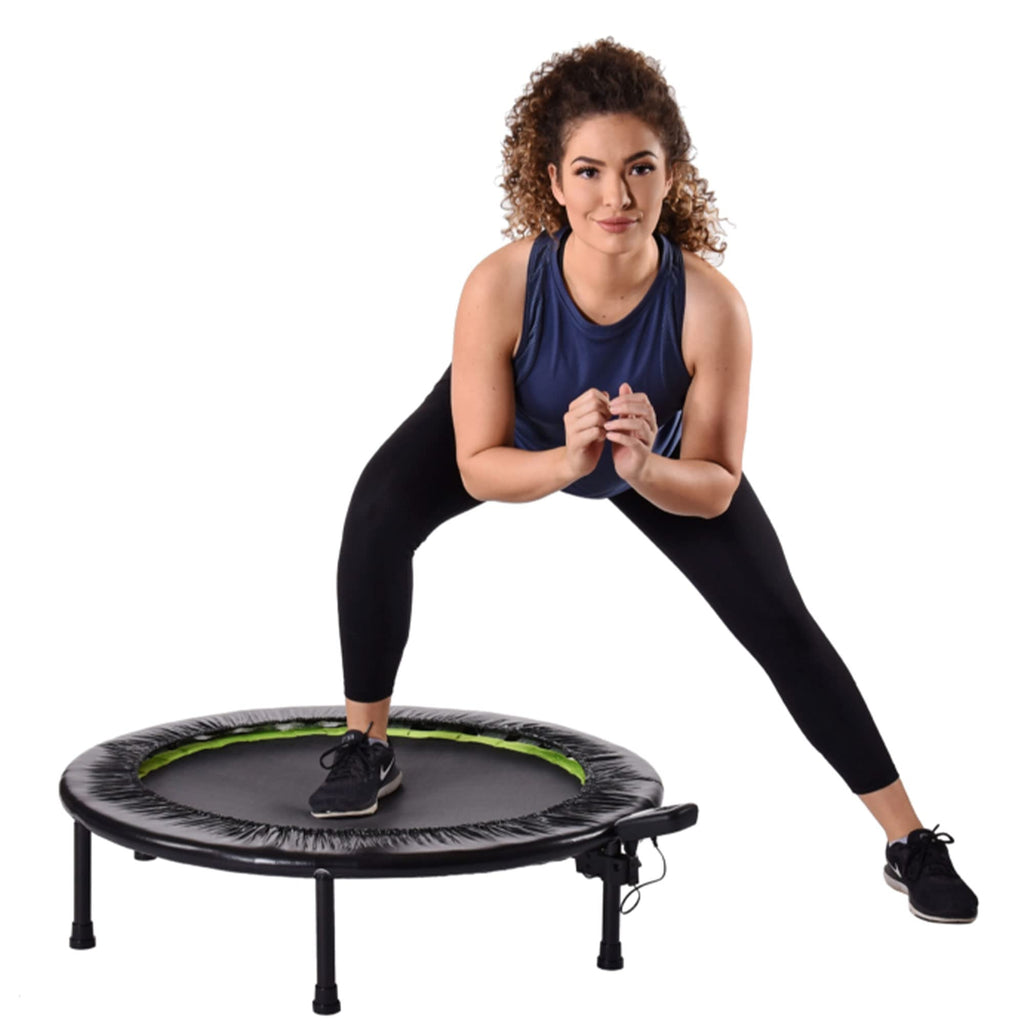 Stamina Folding Trampoline with Smart Workout App, Black - Portable Fitness Rebounder for Home Gym, Cardio & Strength Training, Jumping Exercise Equipment