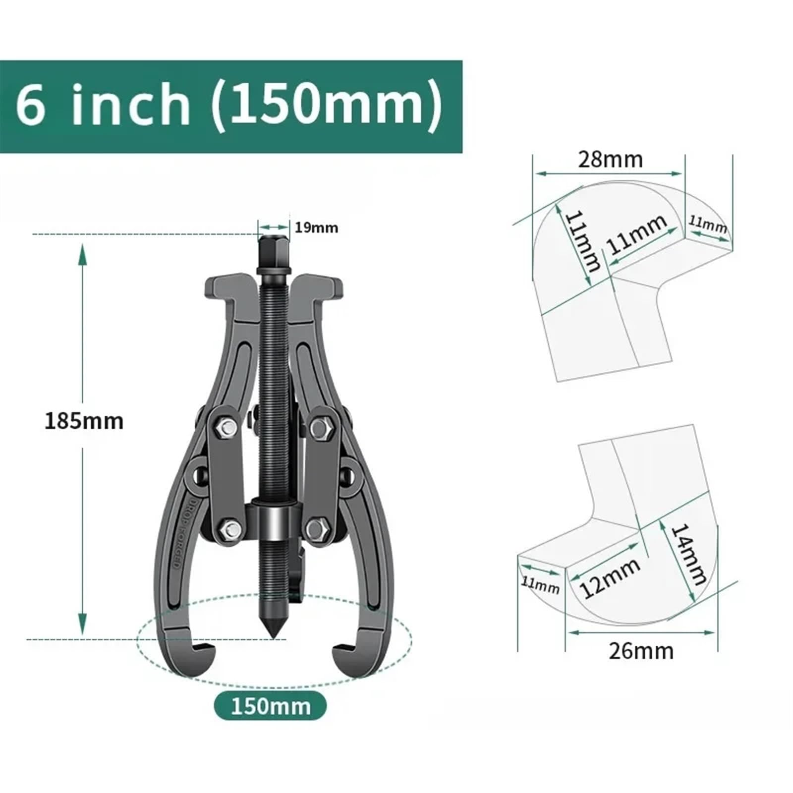 AVIMYA Lamar Apparatus Special Puller for Washing Machine Remove Bearing Two Claw/Three Claw 4 Inch/6 Inch Puller Double Hole Tools (Color : 6-inch Silver)