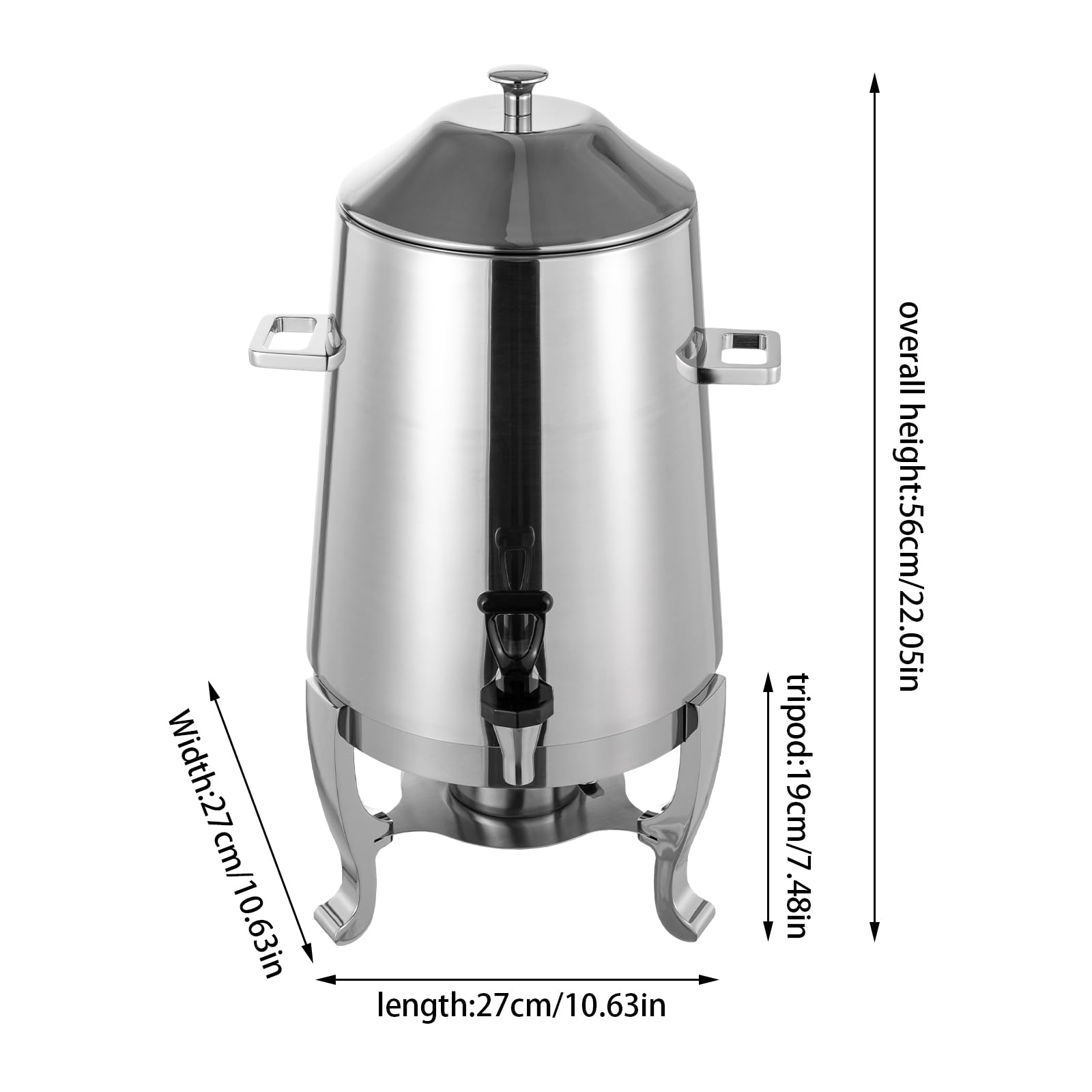3.4 Gallon Stainless Steel Hot Beverage Drink Dispenser Can, Electric Coffee Urn with Fuel Holder 2-Way Continuous Heating, Tea Water Coffee Chafer Urn with Spigot for Parties Buffet Catering
