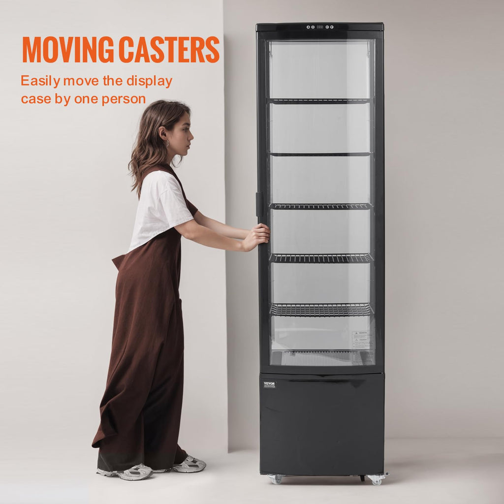 VEVOR Refrigerated Display Case, 3.5 Cu.Ft./100L, 2-Tier, Countertop Pastry Display Case Commercial Display Refrigerator with LED Lighting, TURBO Cooling, Frost-Free Air-Cooling, Rear Sliding Door