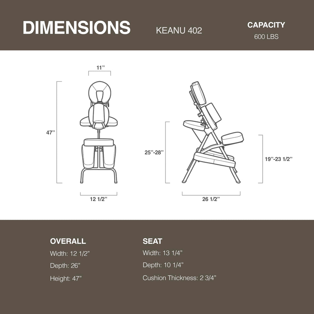 Aluminum Light-Weight Adjustable Folding Portable Travel Massage Chair with Backpack 402 Keanu (Black)