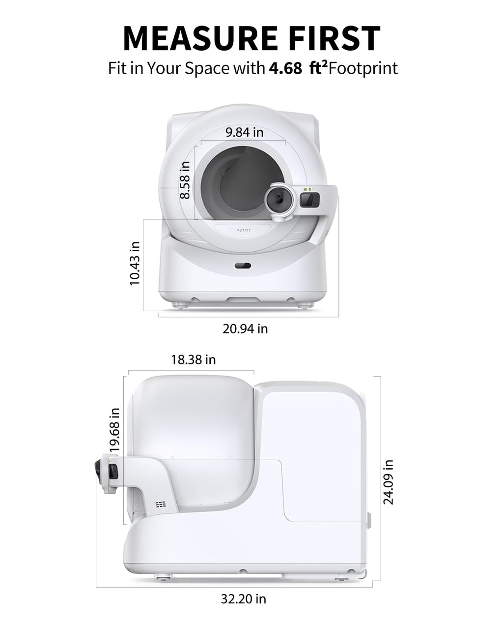 PETKIT Purobot Ultra Auto Waste Packing & Multi-Cat Toilet Behavior Ai Camera Tracking Automatic Self-Cleaning Cat Litter Box, Smart Robot with 5G WiFi App Control&Integration Safety&Odor Free