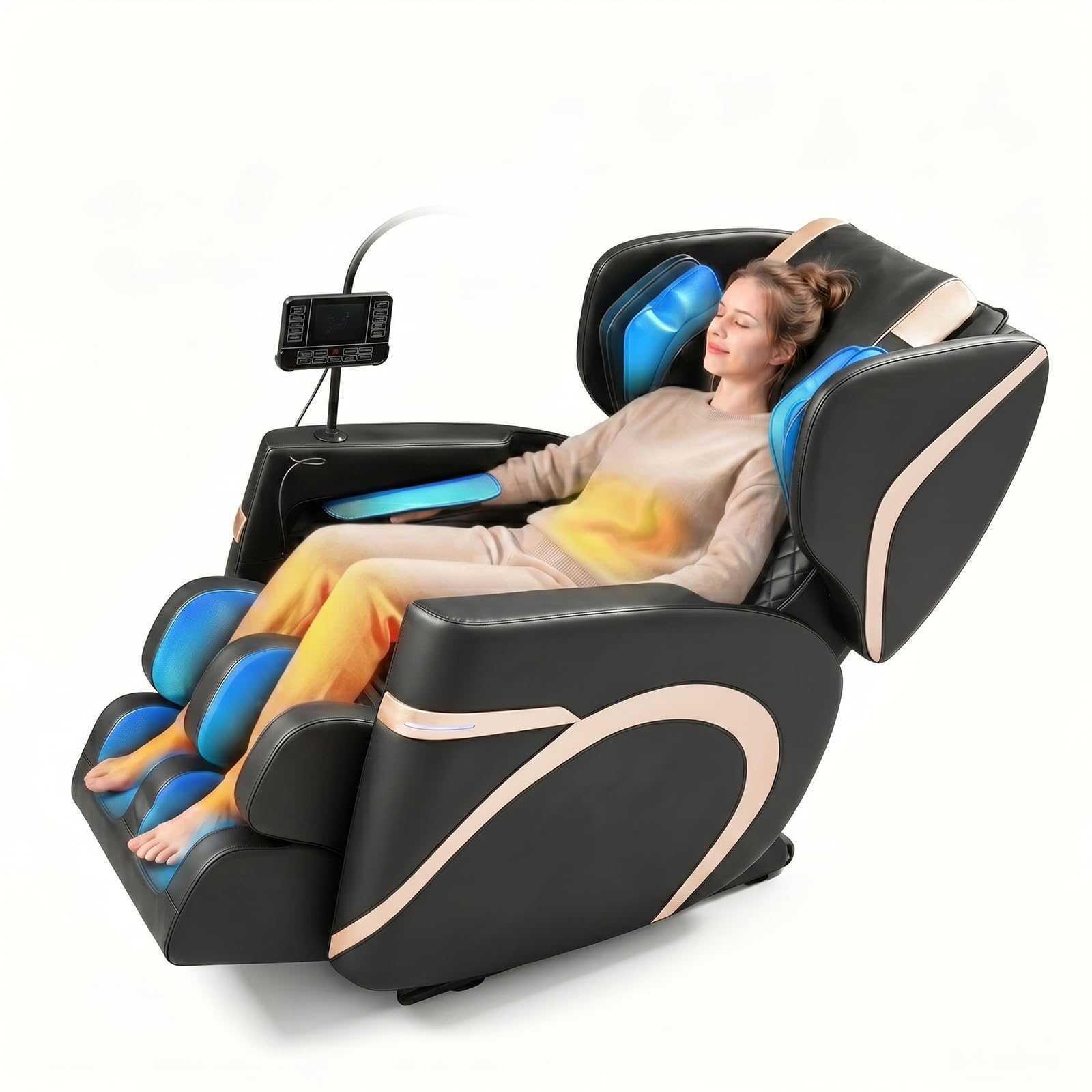 2026 Massage Chair Full Body, Zero Gravity Massage Recliner Chair with Auto Modes, 8 Fix Point Rollers, Airbag, Foot Massage, Touch Screen Controller, Deep Yoga Stretch, Heating Function