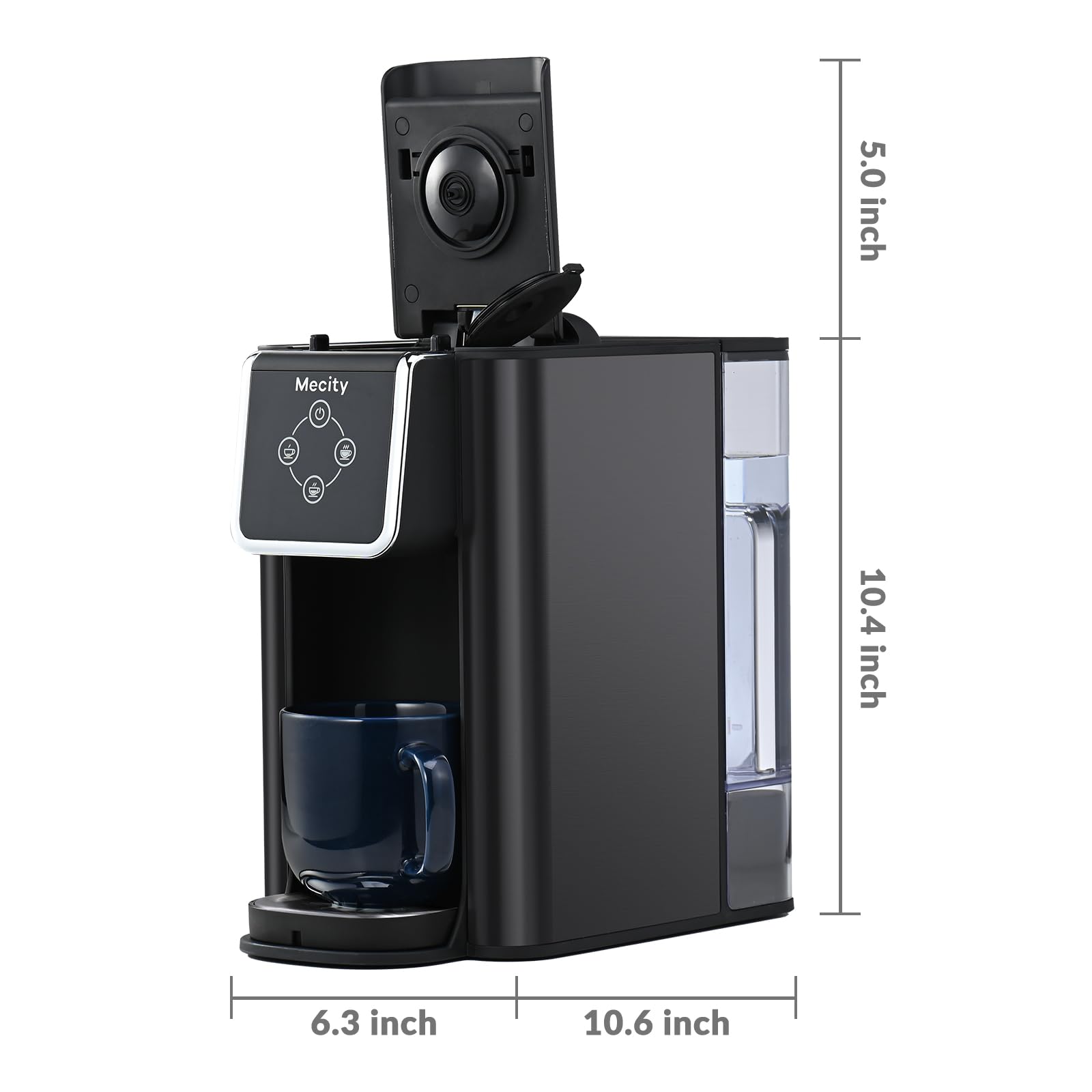 Mecity Pink Coffee Maker 3-in-1 Single Serve Coffee Machine, For Flat Bottom Coffee Capsule, Ground Coffee, 6 to 10 Ounce Cup, Removable 50 Oz Water Reservoir, 120V 1150W