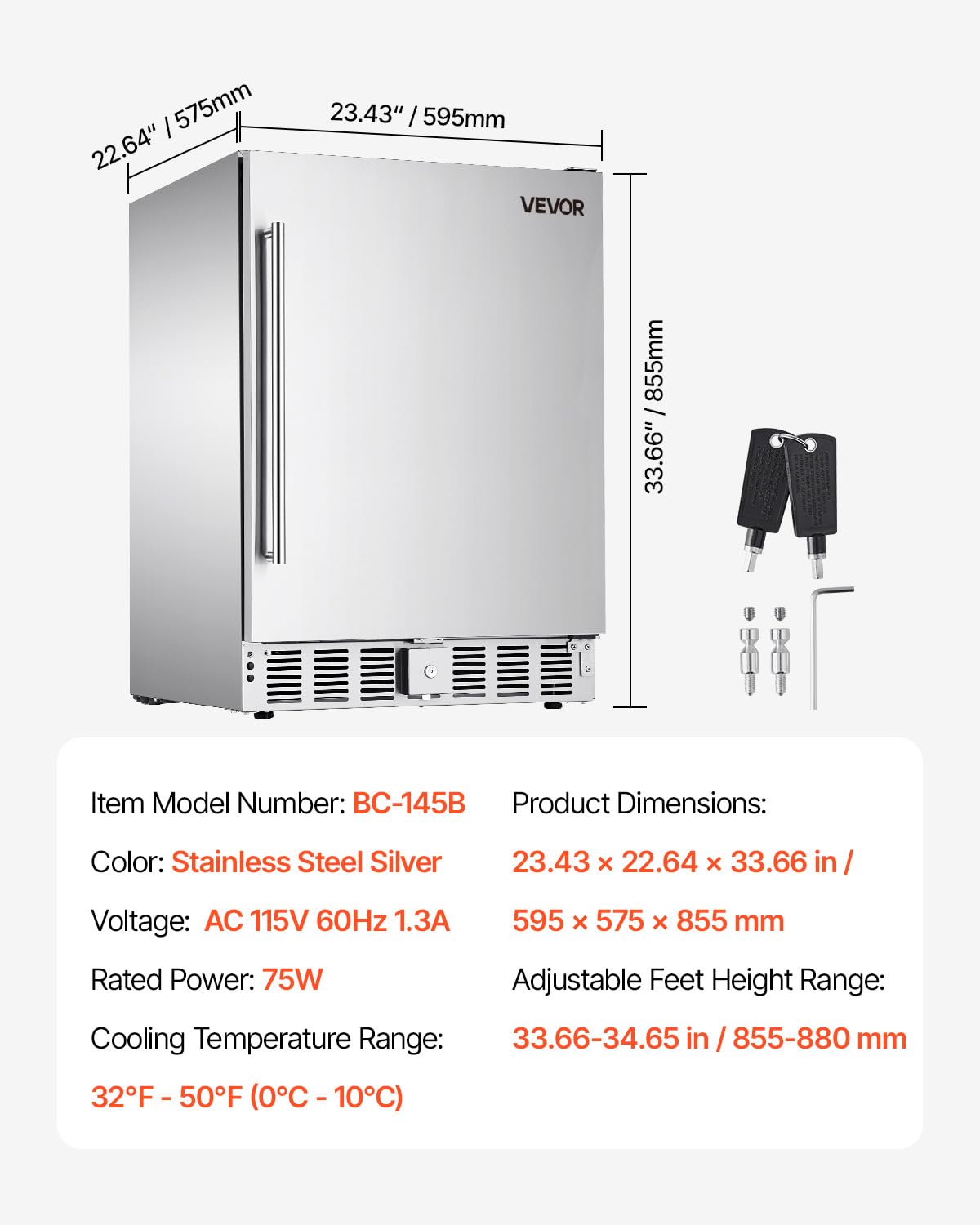 VEVOR Back Bar Cooler, 11.8 Cu. Ft Counter Height Beverage Refrigerator, Commercial Display Fridge w/ 2 Glass Doors, LED Lighting, Shelves, Fan Cooling Beer Wine Cooler for Pub, Merchandiser, Office