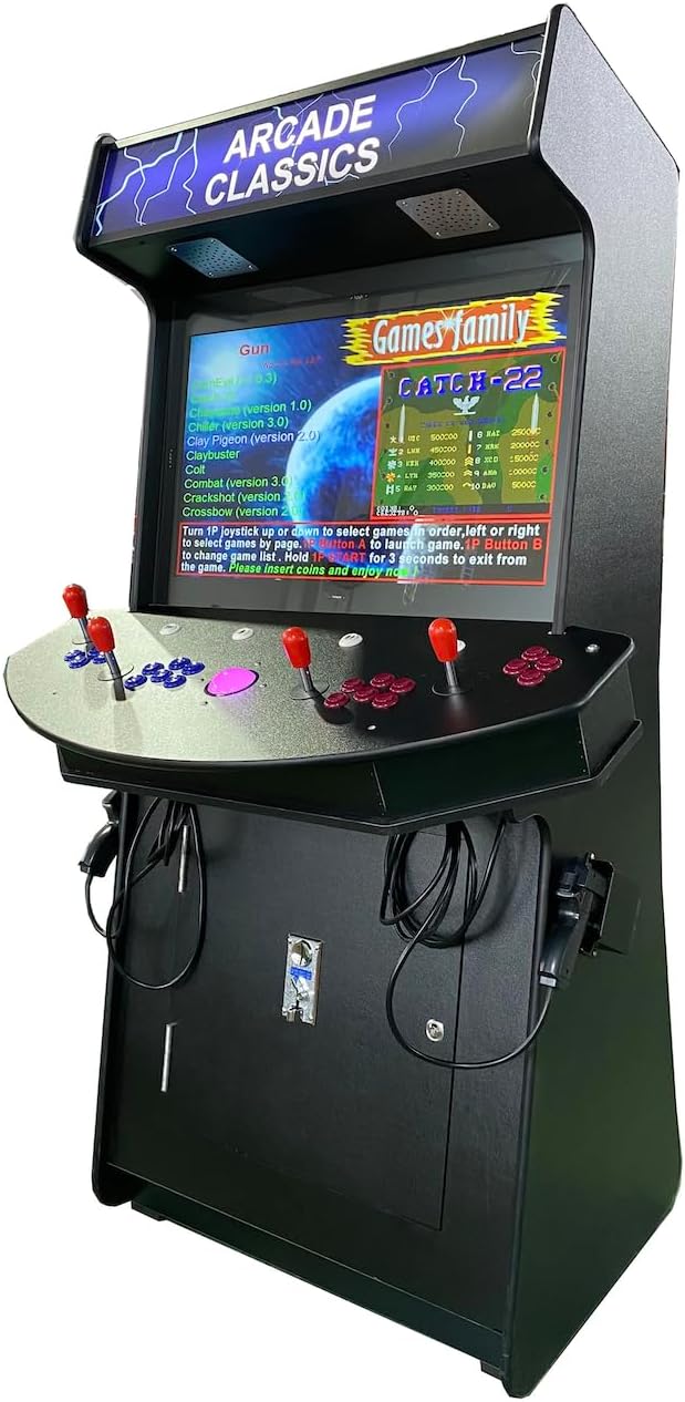 Top Us Video Arcades 4 Player Games 4600 Games 32 inch Screen Black Full Size Commercial Grade Upright Standup Arcade Machine with 2 Game Guns Included