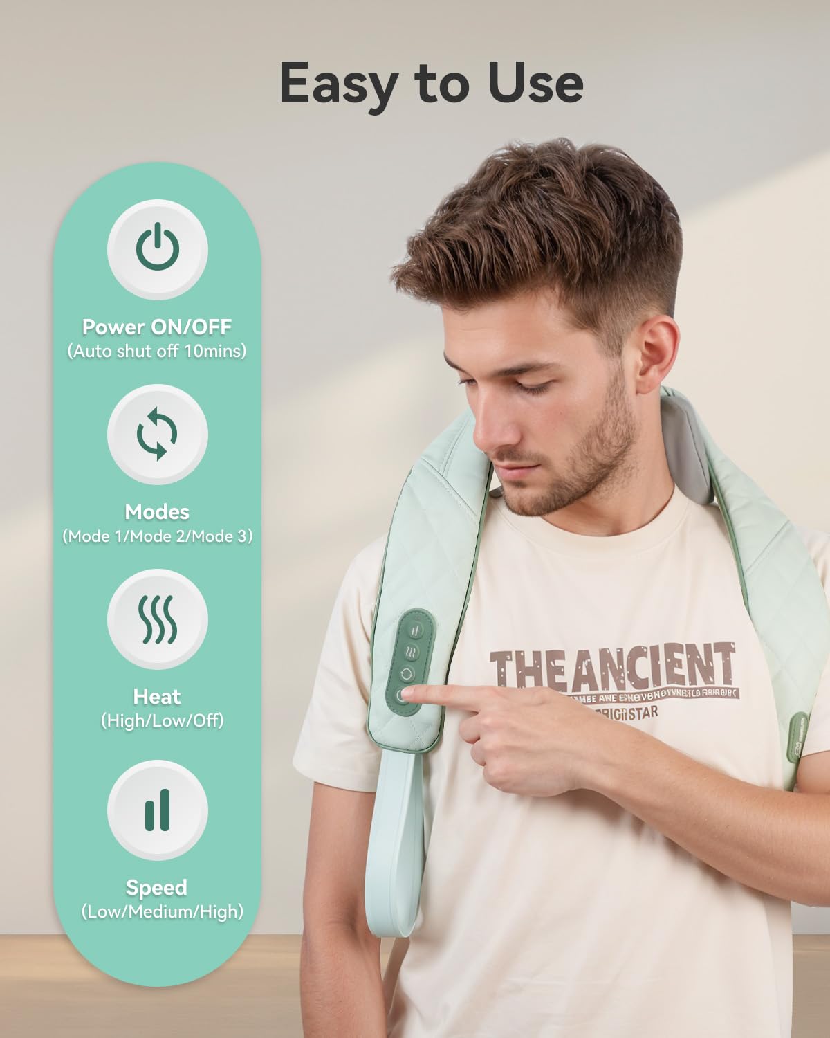 Snailax Cordless Neck Massager with Heat for Pain Relief Deep Tissue, 4D Kneading,Rechargeable Shiatsu Back Neck Massager for Neck, Shoulders Back，Gift for Father