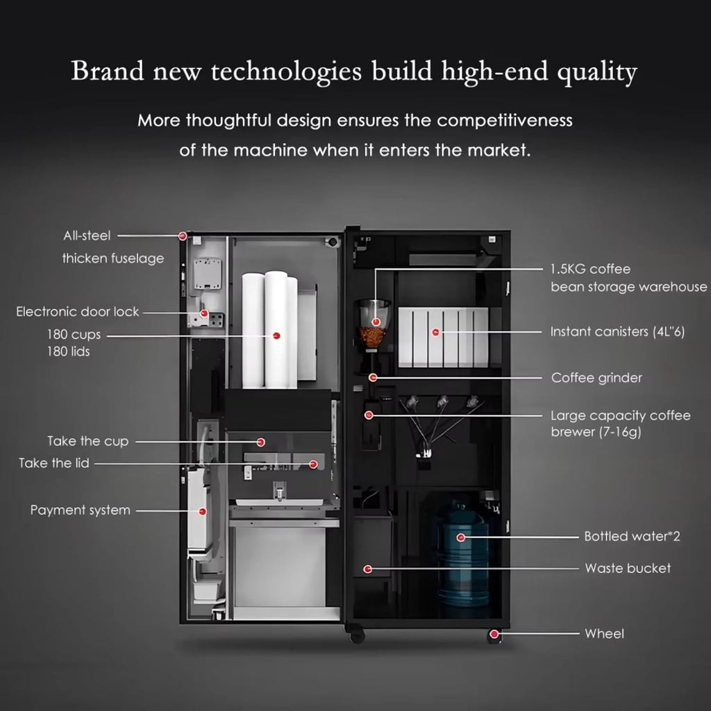 Fully Automatic Coffee Machine with Smart Management, Self-Service Checkout, Espresso to Iced Coffee Options - Perfect for Home & Office Use