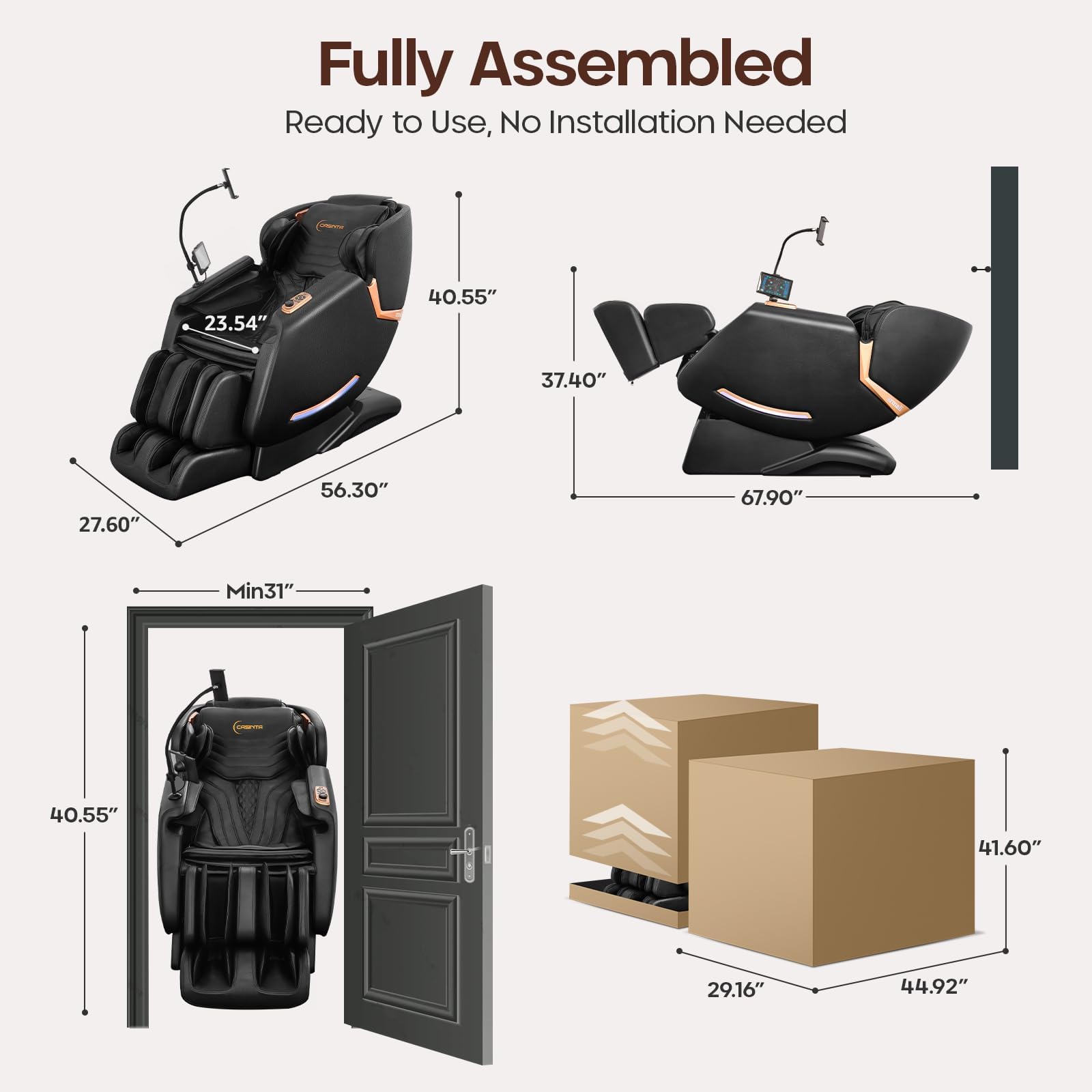 4D Massage Chairs Full Body - 53.5 Extend Sl Track Shiatsu Massage Chair - Zero Gravity Massage Chair,Core Heating & 22 Airbag, Smart Foot Rollers,Ai Voice, Yoga Mode