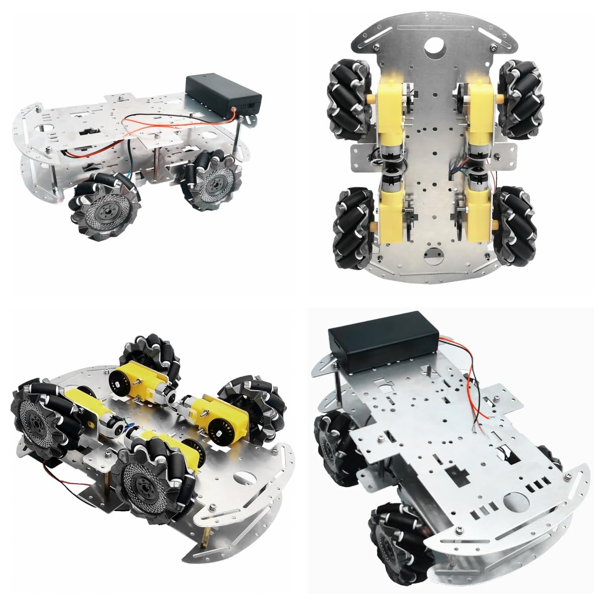 DIY Mecanum Wheel Car Kit with Metal Chassis and TT Motor Smart Robot 4WD Omnidirectional Car Programming Kit with Speed Encoder for Arduino/Microbit/Raspberry Pi for Adult Age 15+(Unassembled)