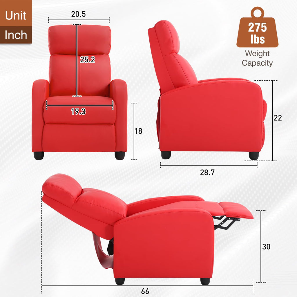 BestMassage | Recliner Chair | with 2 Point Massage Function | Pu Brown | with Lumbar Support, Adjustable Push Back, Footrest & Padded Seat | Easy Assembly | for Living Room, Home Theatre