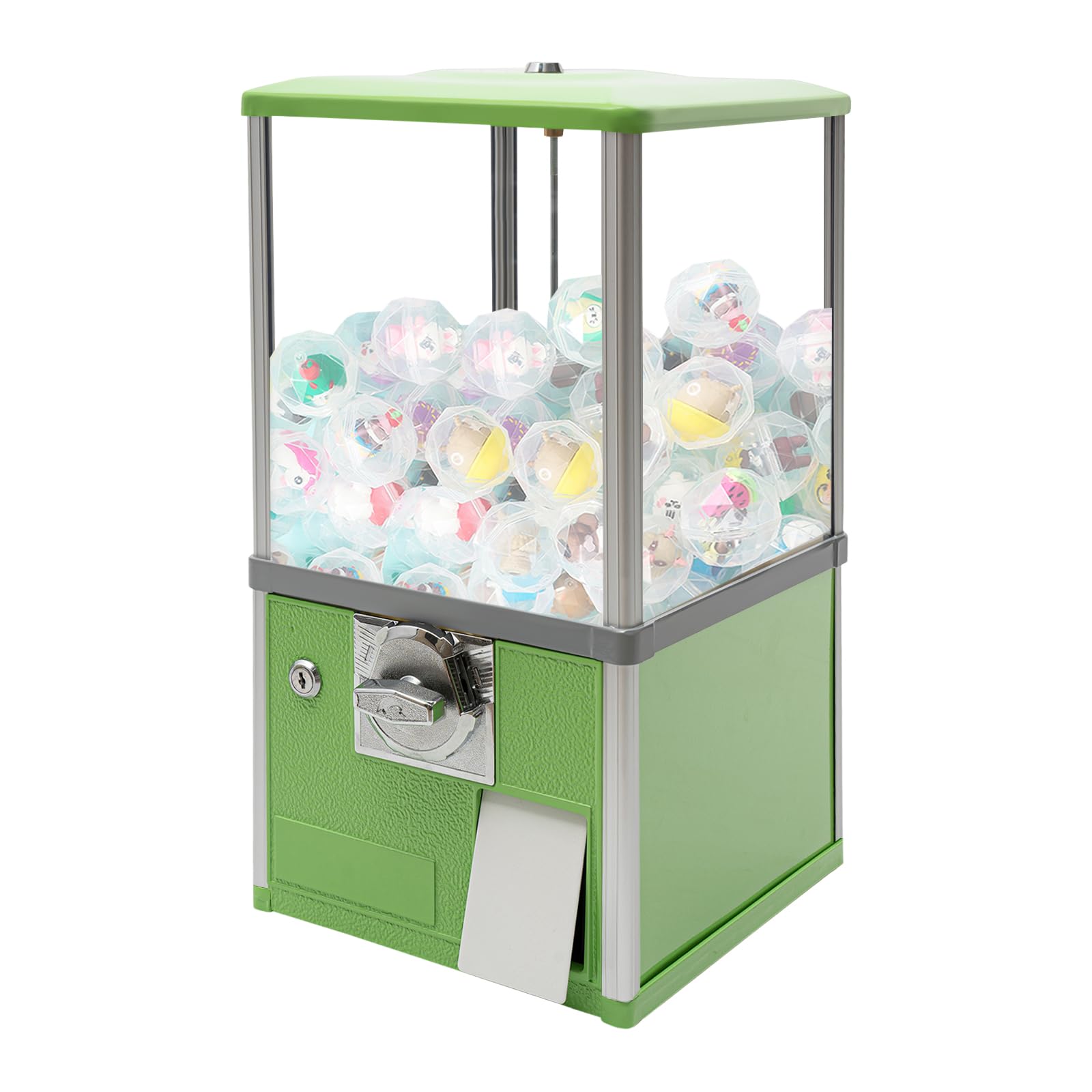Big Commercial Capsule Vending Machine, 4-Side 25 Cent Coin Operated Gumball & Toy Dispenser, Freestanding Candy Machine for Bouncy Balls, Party Favors, Small Business, Multicolor (Yellow)