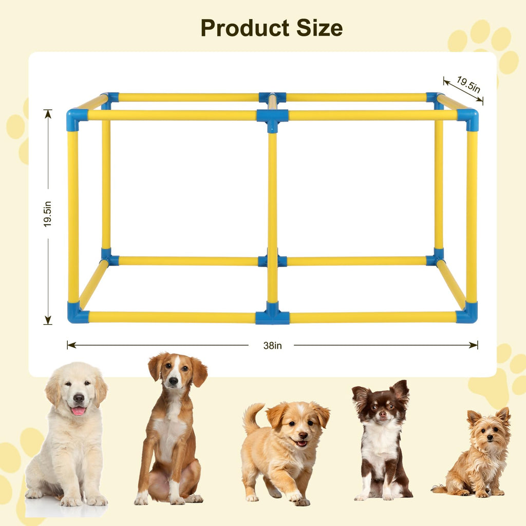 Puppy Jungle Gym with 8 Hanging Toys, Interactive Puppy Play Gym for Small Dogs, Indoor Teething Relief & Sensory Training Activity Center for Puppies 0-6 Months, No Tools Assembly