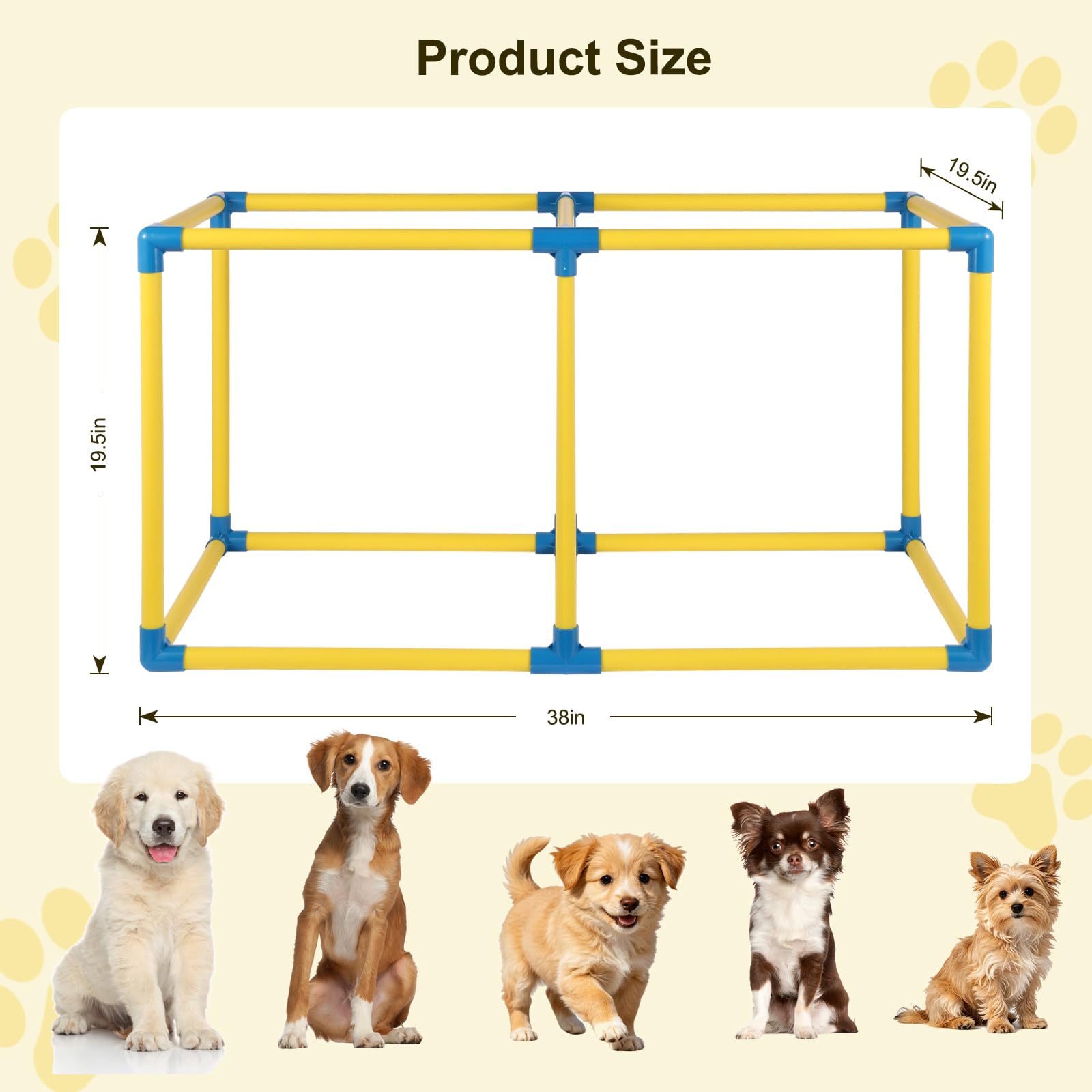 Puppy Jungle Gym with 8 Hanging Toys, Interactive Puppy Play Gym for Small Dogs, Indoor Teething Relief & Sensory Training Activity Center for Puppies 0-6 Months, No Tools Assembly