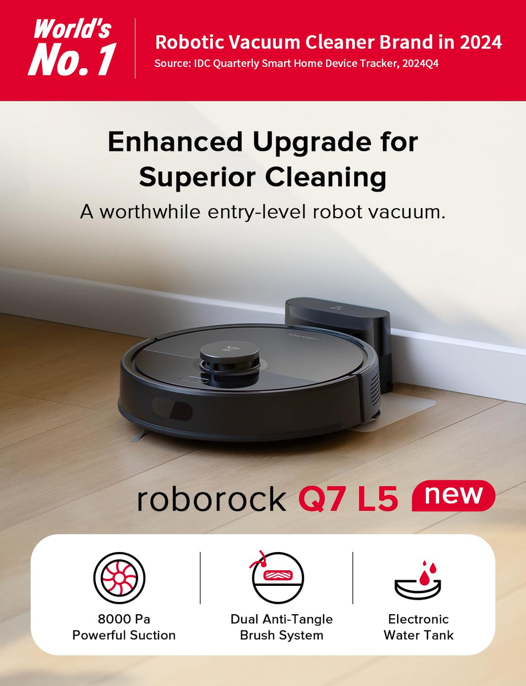 roborock Q10 S5+ Robot Vacuum and Mop, 10,000Pa Suction, Upgraded from Q8 max+, 70 Days Self-Emptying, Obstacle Avoidance, Sonic Mopping, Dual Anti-Tangle Design, Auto Mop Lifting, Black