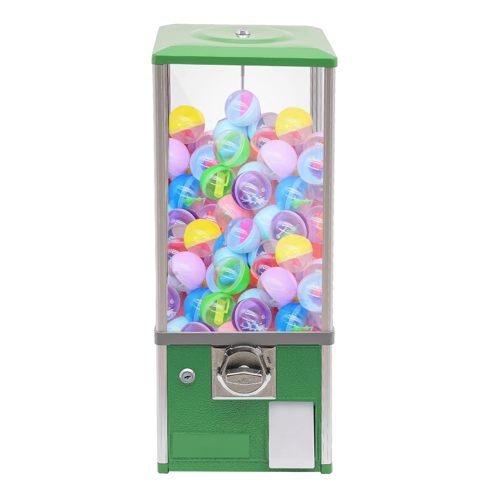 Commercial Candy Vending Machine, 4-Quarter Operated Toy Dispenser with Key Lock, 250-Capacity Capsule Vendor for Arcades Stores, 1.77-1.97in Toys (Black)