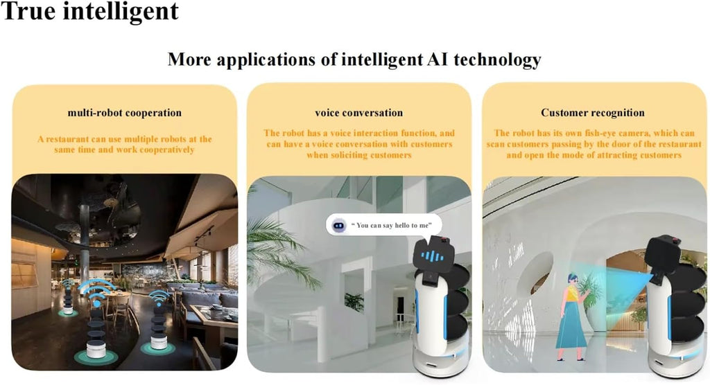 Smart Waiter Robot with 3D Full-View Obstacle Avoidance, Commercial Delivery Robot with Independent Scheduling, Quick Deployment for Restaurant KTV Hotel, Multi-Table Delivery & Recycle Function