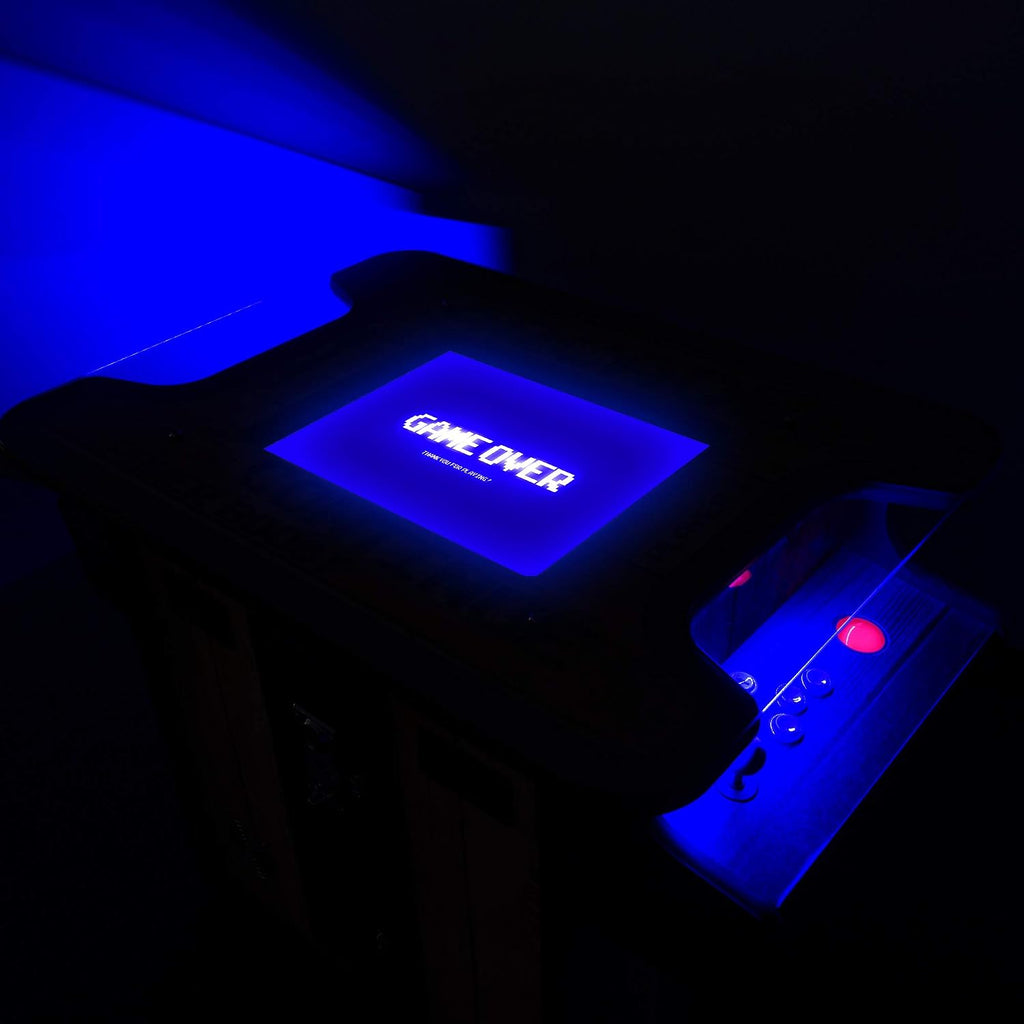 Creative Arcades Full Size Commercial Grade Cocktail Arcade Machine | 2 Player | 412 Games | 19" LCD Screen | Square Glass Top | LED Lights | 2 Sanwa Joysticks | 2 Stools | 3 Year Warranty Parts only