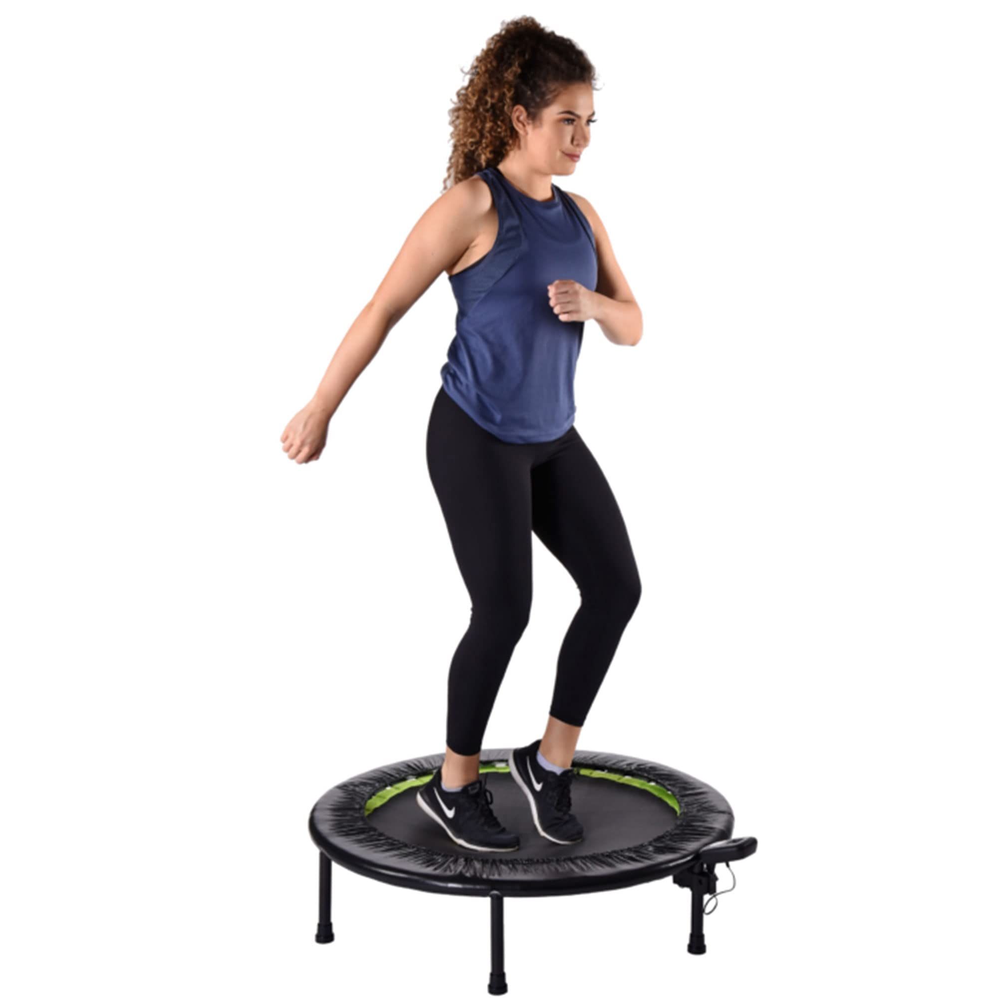 Stamina Folding Trampoline with Smart Workout App, Black - Portable Fitness Rebounder for Home Gym, Cardio & Strength Training, Jumping Exercise Equipment