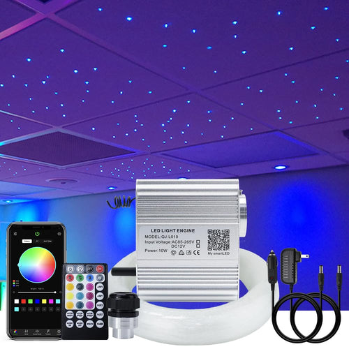 AKEPO Shooting Star+Twinkle Fiber Optic Lights Kit, Car Home Use Meteor APP Control Music Activated Star Ceiling Sky Light, RGBW Light Engine+Mixed Diameter Fibers 460pcs of 9.8ft/3m+Remote
