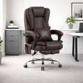 Orbis 4-Point Kneading Heated Massage Office Chair with Foot Rest | 500lbs Big & Tall Ergonomic Executive Desk Chair for Heavy People | Reclining Home Office Computer Chair | Leather Caramel