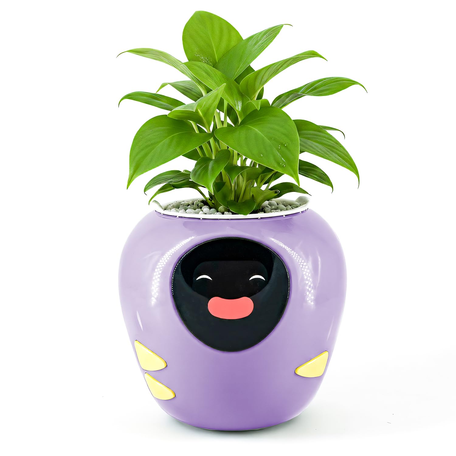Plantbot Upgraded Large Smart Flower Pot Pet Planter Robot with Artificial Intelligence, Time Temperature Display, and Numerous Expressive Animations Based, for Indoor Decoration, Gifts (Yellow)
