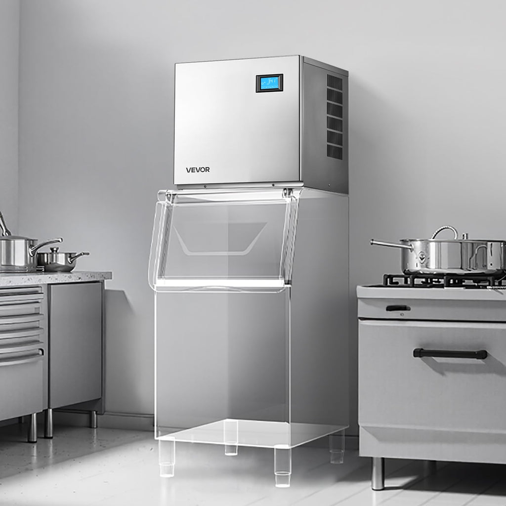 VEVOR Commercial Ice Maker Machine - Head, 300 Lbs/Day Stainless Steel Ice Machine with Scheduled Ice-Making, Self-Cleaning, Adjustable Thickness, Ideal for Restaurant Bar Cafe Hotel - Head Only
