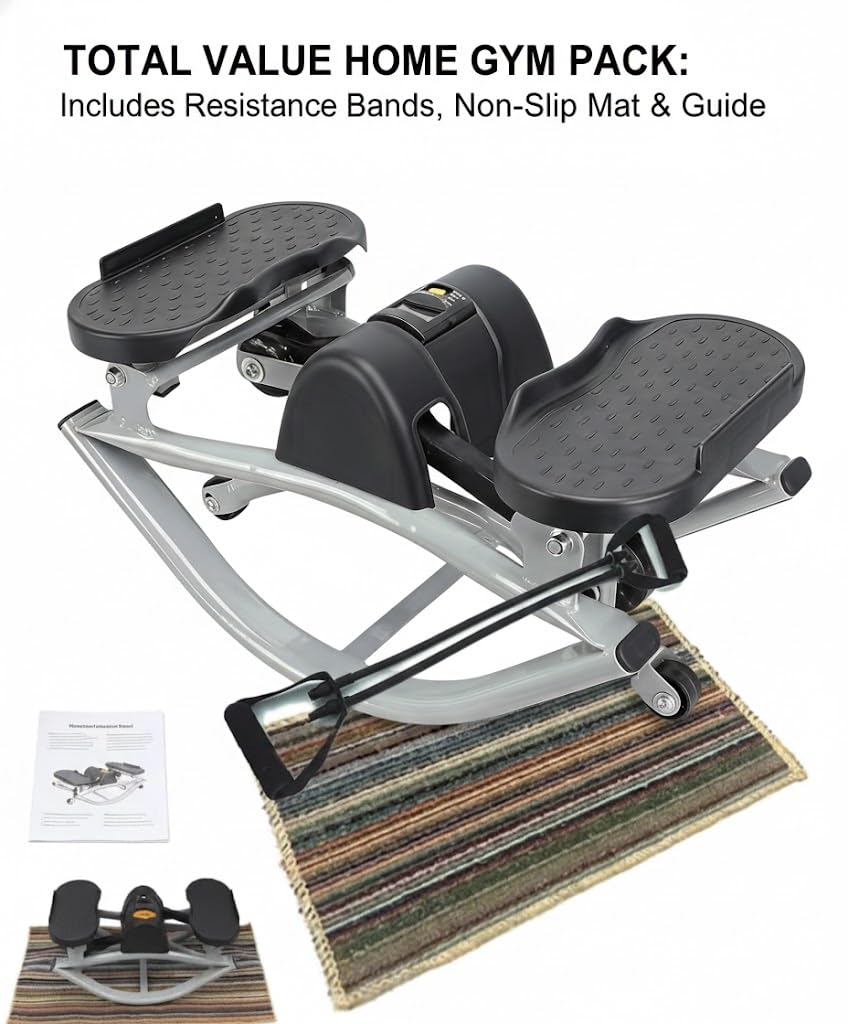 Woodye Lateral Thigh Trainer & Ski Simulator - U-Shaped Side Stepper for Home Workout, Quiet Glide Sculpting Machine for Glutes & Inner Thighs, Resistance Bands & Mat Included