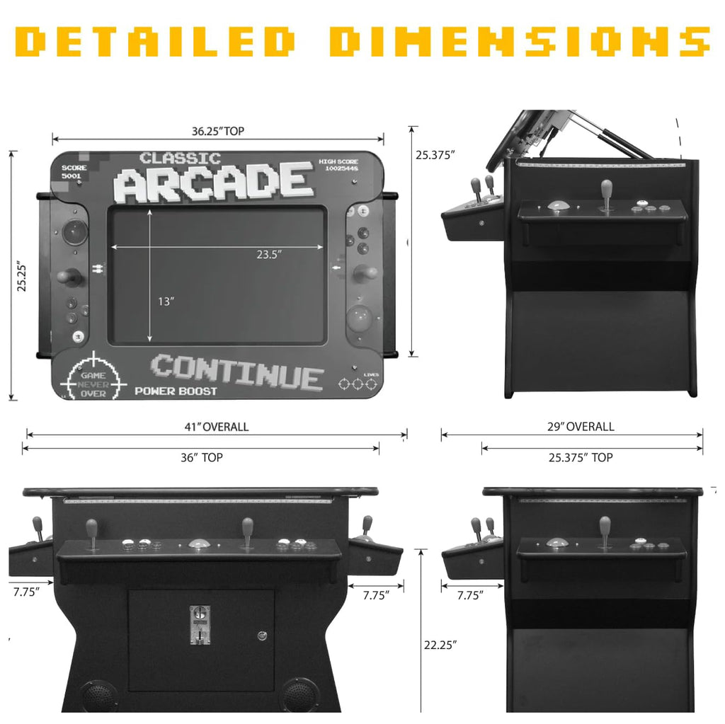 Creative Arcades Full Size Commercial Grade Cocktail Arcade Machine | 4 Player | 1162 Games | 26" LCD Screen | 3 Sided | Square Glass Top |4 Sanwa Joysticks | Trackball | 2 Stools | 3 Year Warranty