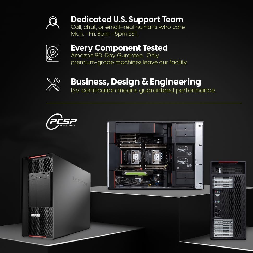 PCSP Professional Grade Computing P920 Workstation, 2X Intel Xeon Gold 6154 3.0GHz (36-Cores Total), 1TB M.2 SSD + 8TB HDD Storage, Quadro P4000 8GB Graphics, Windows 11 Pro, (Renewed) (1TB DDR4)