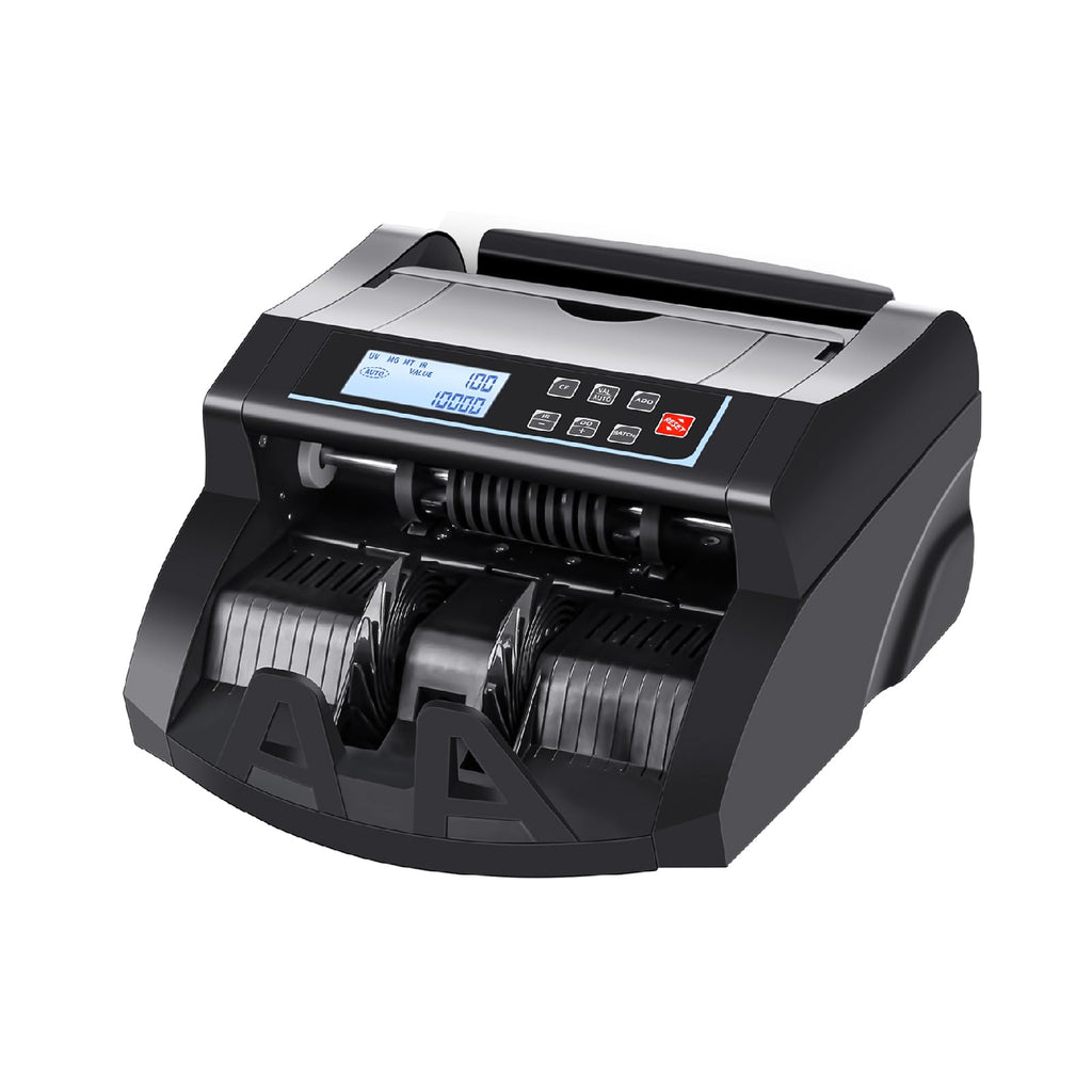 Money Counter Machine Count Value,UV/MG/MT/IR Counterfeit Detection Bill Counter,US Dollar only Cash Counter, Add+Value/Batch+Value Modes,Money Counting Machine with LCD Display (Black+Grey)