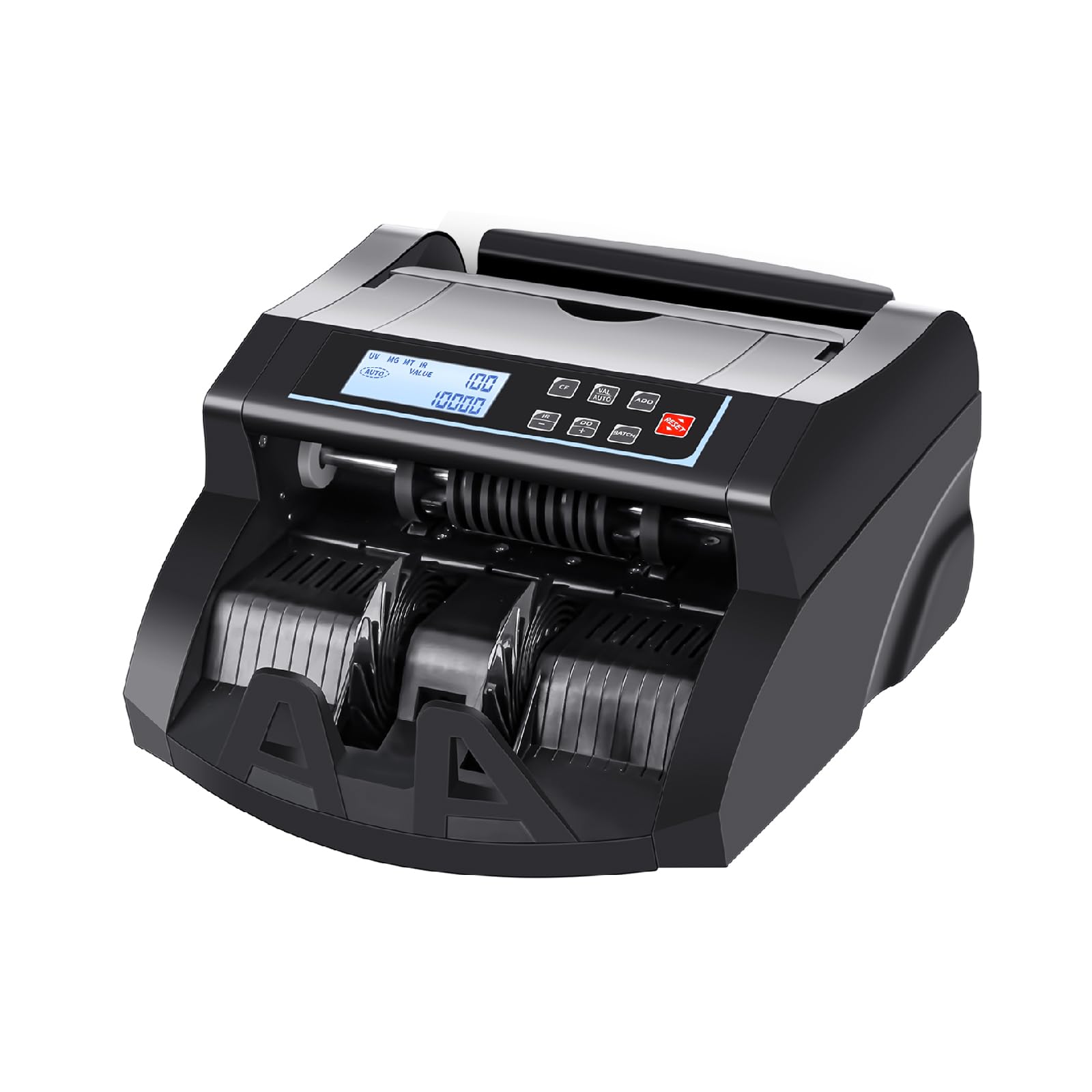 Money Counter Machine Count Value,UV/MG/MT/IR Counterfeit Detection Bill Counter,US Dollar only Cash Counter, Add+Value/Batch+Value Modes,Money Counting Machine with LCD Display (Black+Grey)