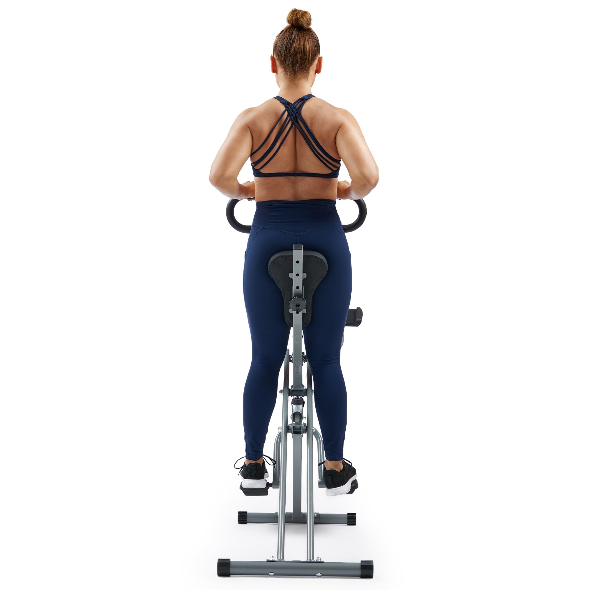 Sunny Health & Fitness Row-N-Ride PRO, Full Body Combo Squat Machine w/Optional Resistance Band, Easy Setup Ab Workout Exercise Equipment for Home, Whole Body Cardio, Optional SunnyFit App Connection