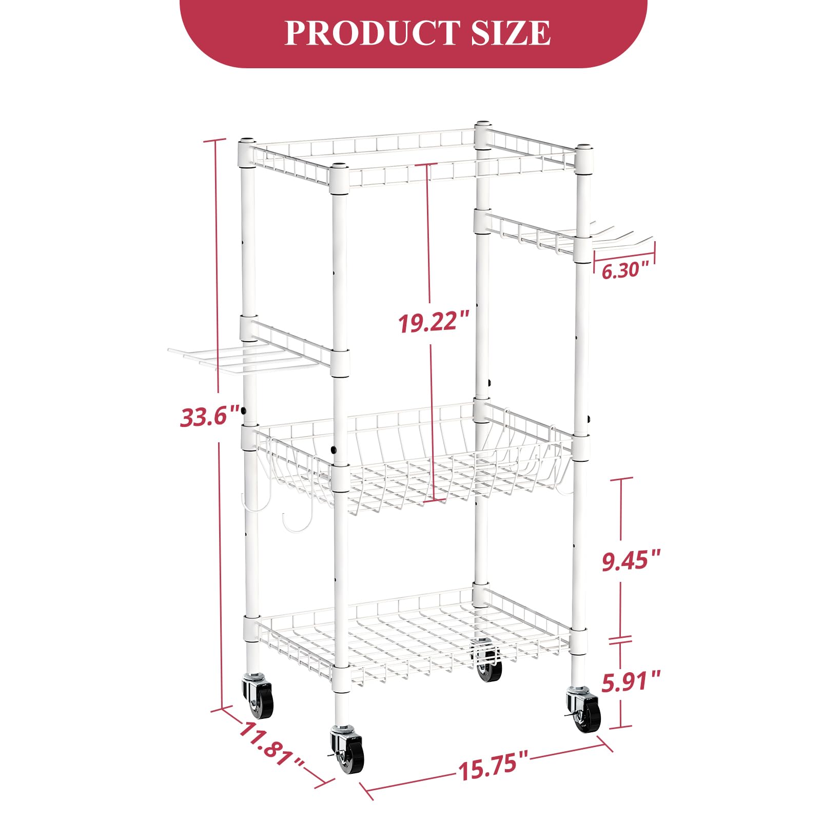 VOPEAK Home Gym Storage Rack with Wheels, Yoga Mat Storage Organizer for Kettlebells, Dumbbells, Resistance Bands, Space Saving 3-Tier Weight Rack for Home Gym, Garage, Easy to Install