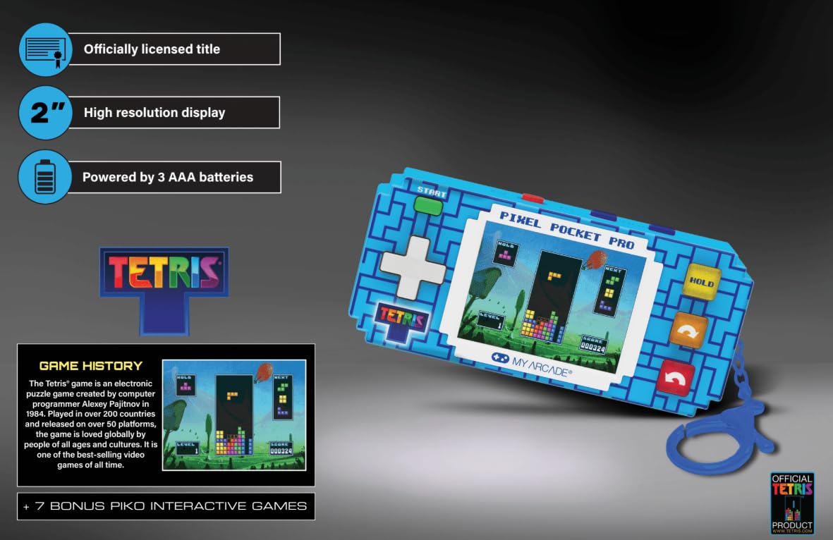 My Arcade Atari Pixel Pocket Pro: Preloaded Handheld, 25 Atari 2600 Games, Keychain Arcades