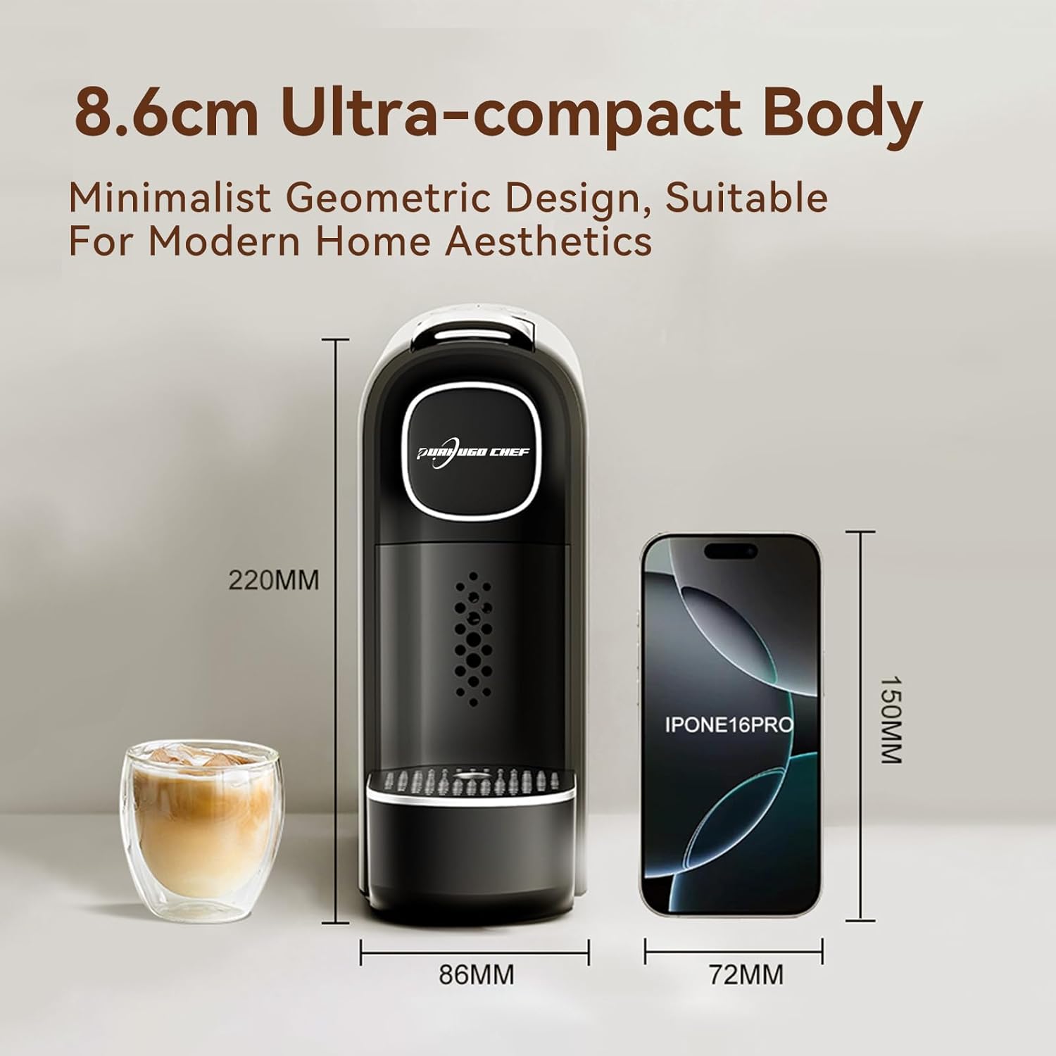 Mini Espresso Capsule Machine-One Cup Coffee Machine Single Serve Coffee Maker,Perfect for Small Space,20.29oz Removable Tank,Black