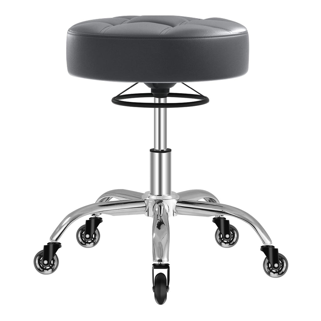 Rolling Stool Heavy Duty 400lb: Super Soft Seat Cushion,360° Swive,Height Adjustability,No Squeaky Noises,No Tip Over, New Upgraded Salon stool Chair, for Tattoo Facial Massage Spa Medical (Black)