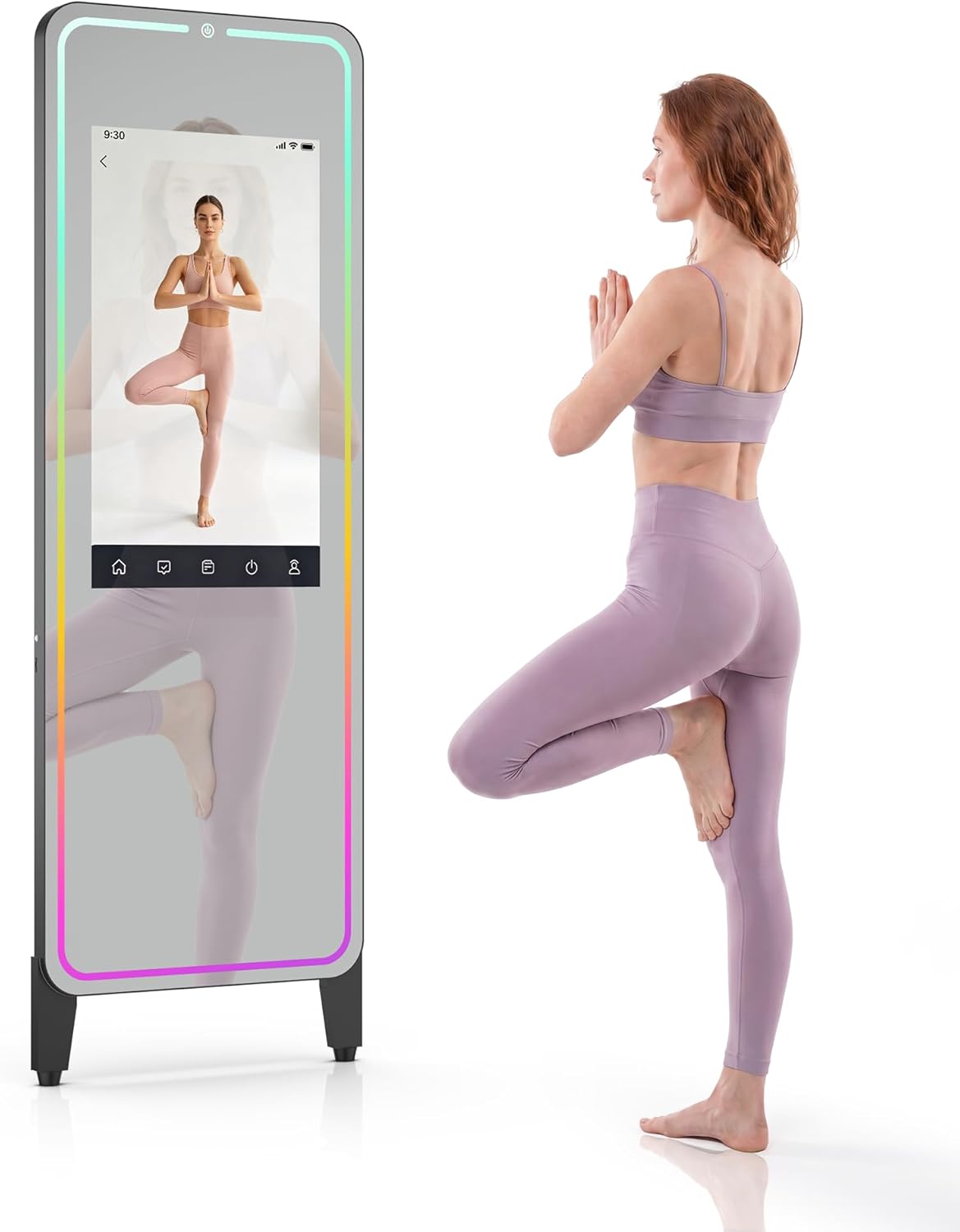 HARZHI Smart Fitness Mirror with 32'' HD Touchscreen, 65'' Full-Length Mirror, Android OS, Voice Control, for Home Gym, Yoga, Dance and Training