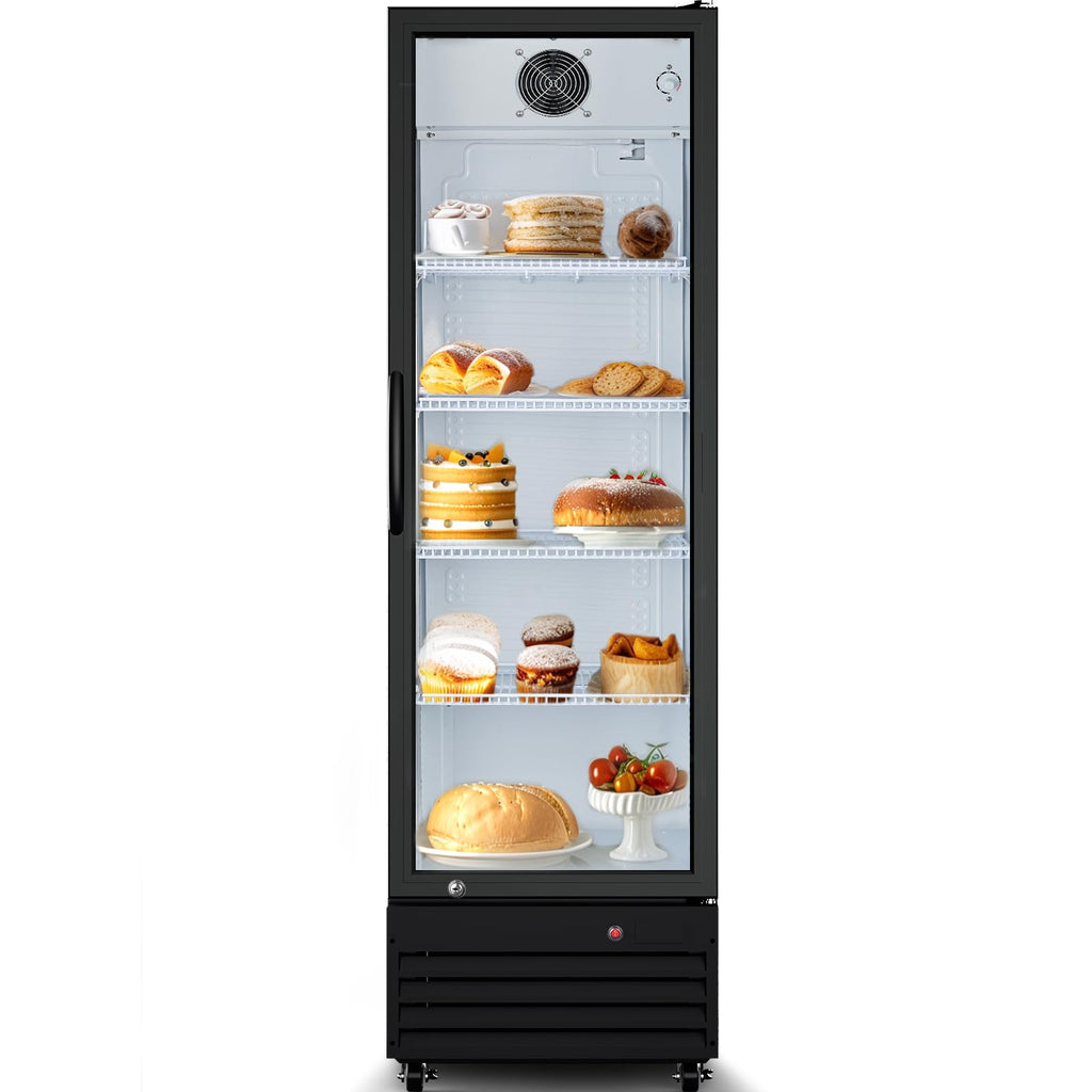 BODEGACOOLER Commercial Beverage Refrigerator with Glass Door,12.5 Cu.Ft Display Merchandiser Drink Refrigerator,Upright Commercial Bar Fridge,Display Drink Cooler,Soft LED Light,Romovable Shelves