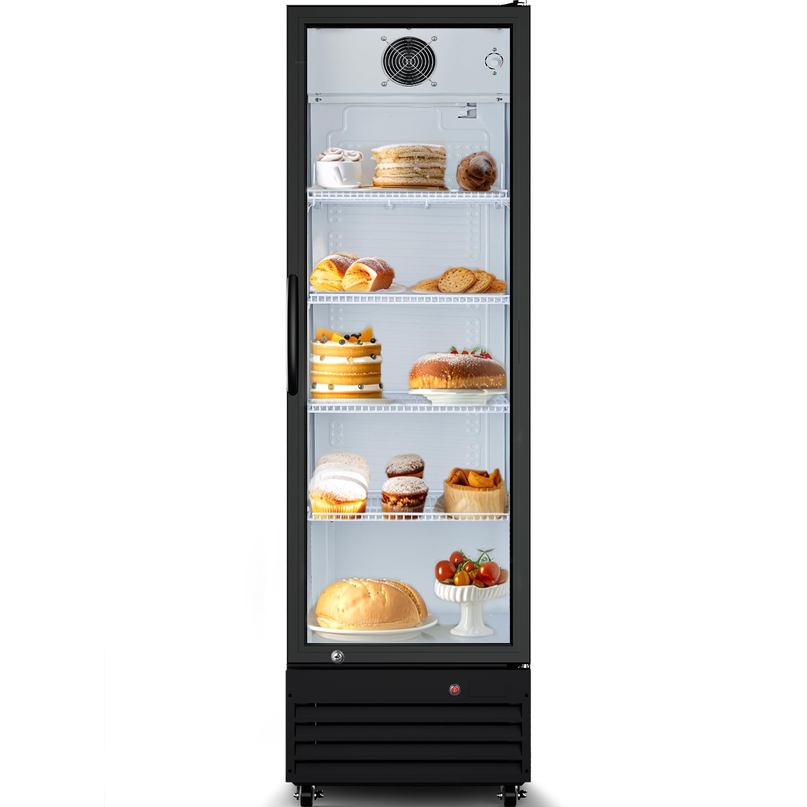 BODEGACOOLER Commercial Beverage Refrigerator with Glass Door,12.5 Cu.Ft Display Merchandiser Drink Refrigerator,Upright Commercial Bar Fridge,Display Drink Cooler,Soft LED Light,Romovable Shelves