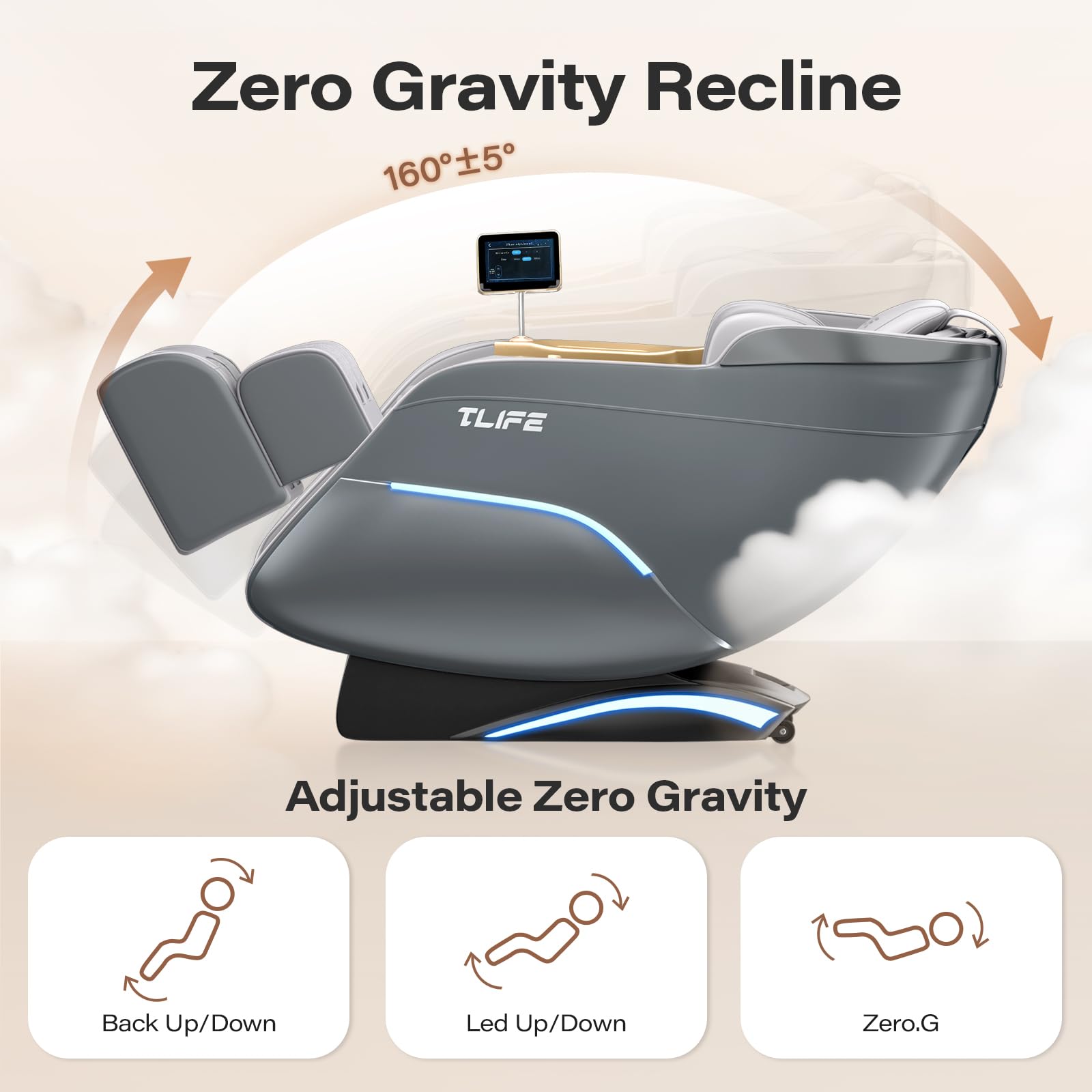TLIFE Massage Chair Full Body, 160°Zero Gravity Recliner with Body Scan, 50" SL-Track Shiatsu Massage Chair, Fixed Point Massage, Foot Rollers, 12 Auto Modes, Deep Yoga Stretch, Heating, Black