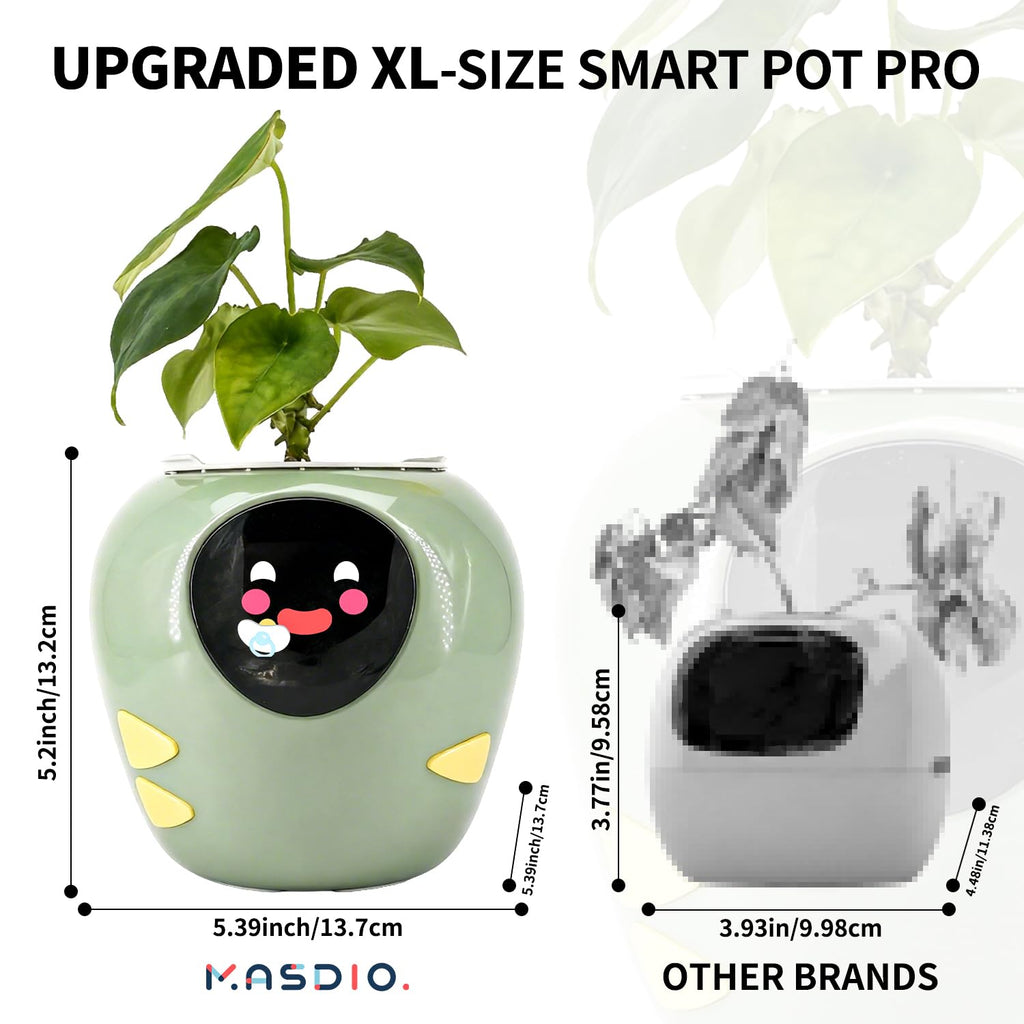 Plantbot Upgraded Large Smart Flower Pot Pet Planter Robot with Artificial Intelligence, Time Temperature Display, and Numerous Expressive Animations Based, for Indoor Decoration, Gifts (Yellow)