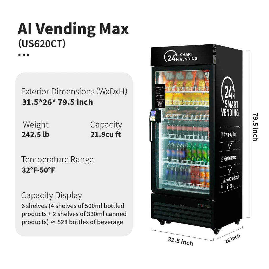 Smart Combo Vending Machine for Business with AI Technology Vending Machine for Sale, Card Reader & App Control Refrigerated Commercial US-360