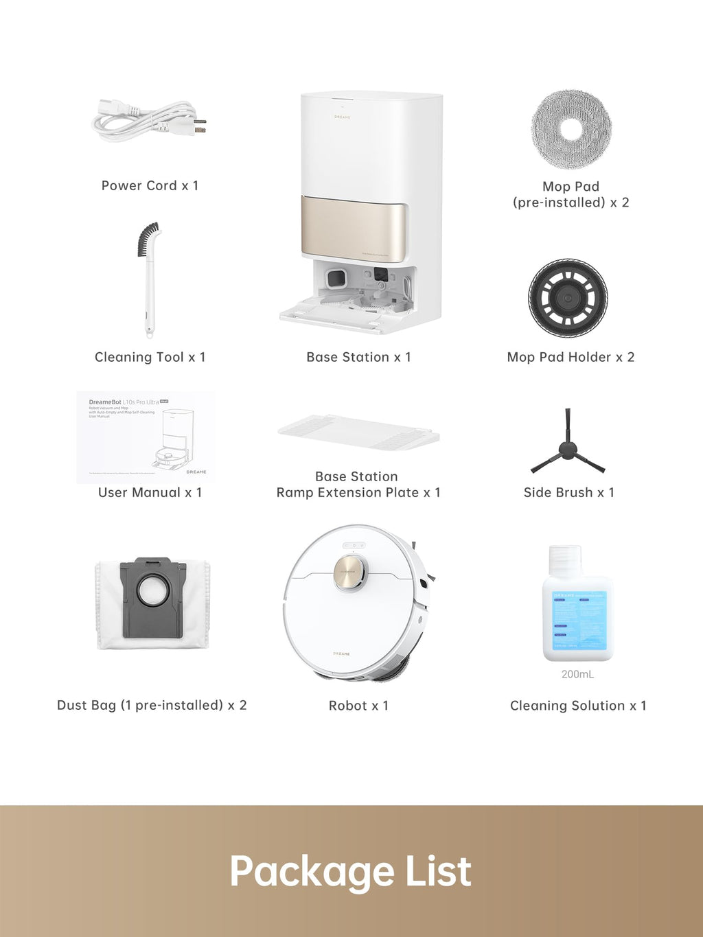 DREAME D30 Ultra CE Robot Vacuum and Mop with Auto Dust Emptying, 25,000Pa Suction, 0.41in Mop Lifting, Multifunctional Base Station, Mop Self-Washing, Smart Obstacle Avoidance, Black
