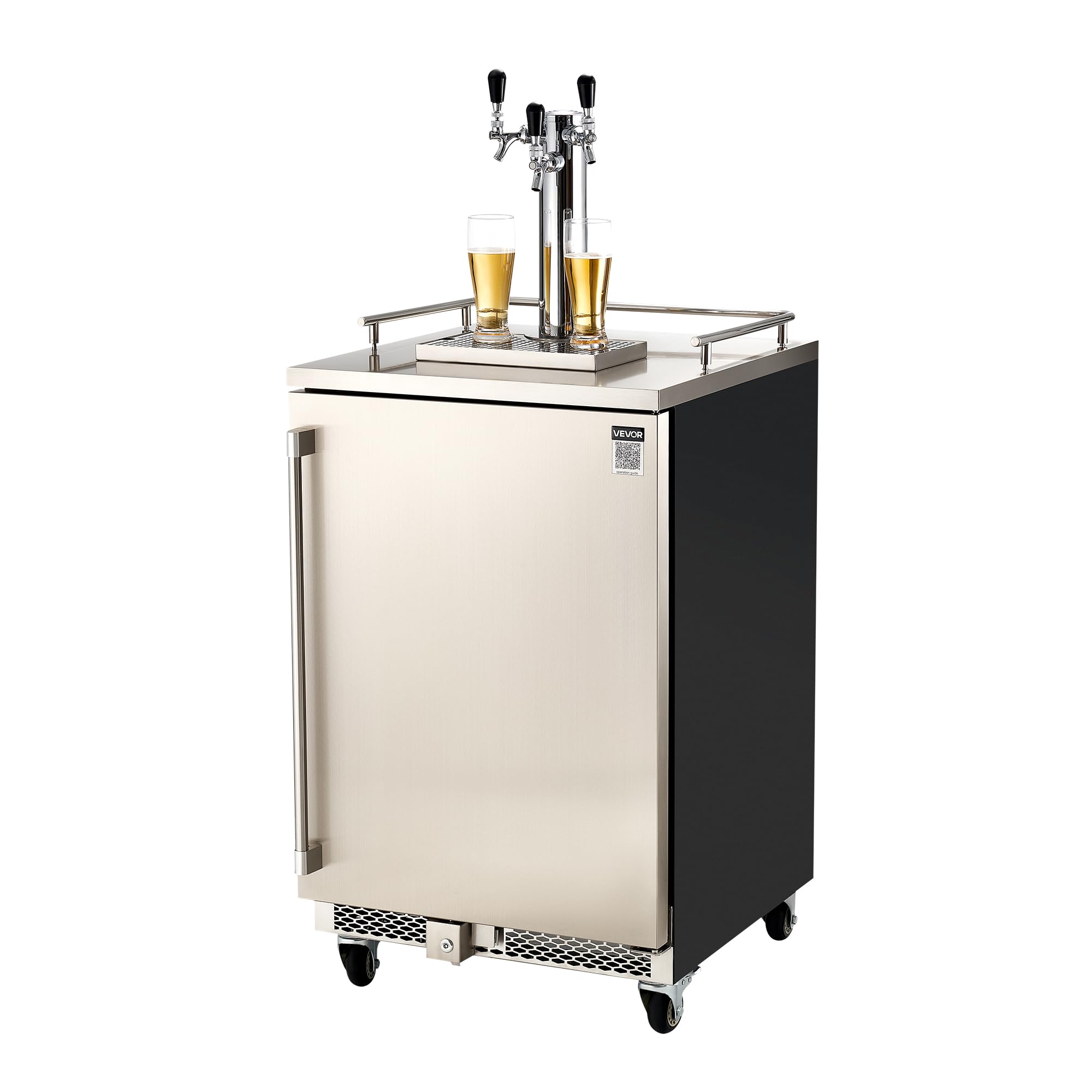 VEVOR Beer Kegerator, Dual Tap Commercial Draft Beer Dispenser for D system, Full Size Keg Refrigerator with 5lbs CO2 Tank, Hold 2 Sixth / 2 Ball lock keg, Black