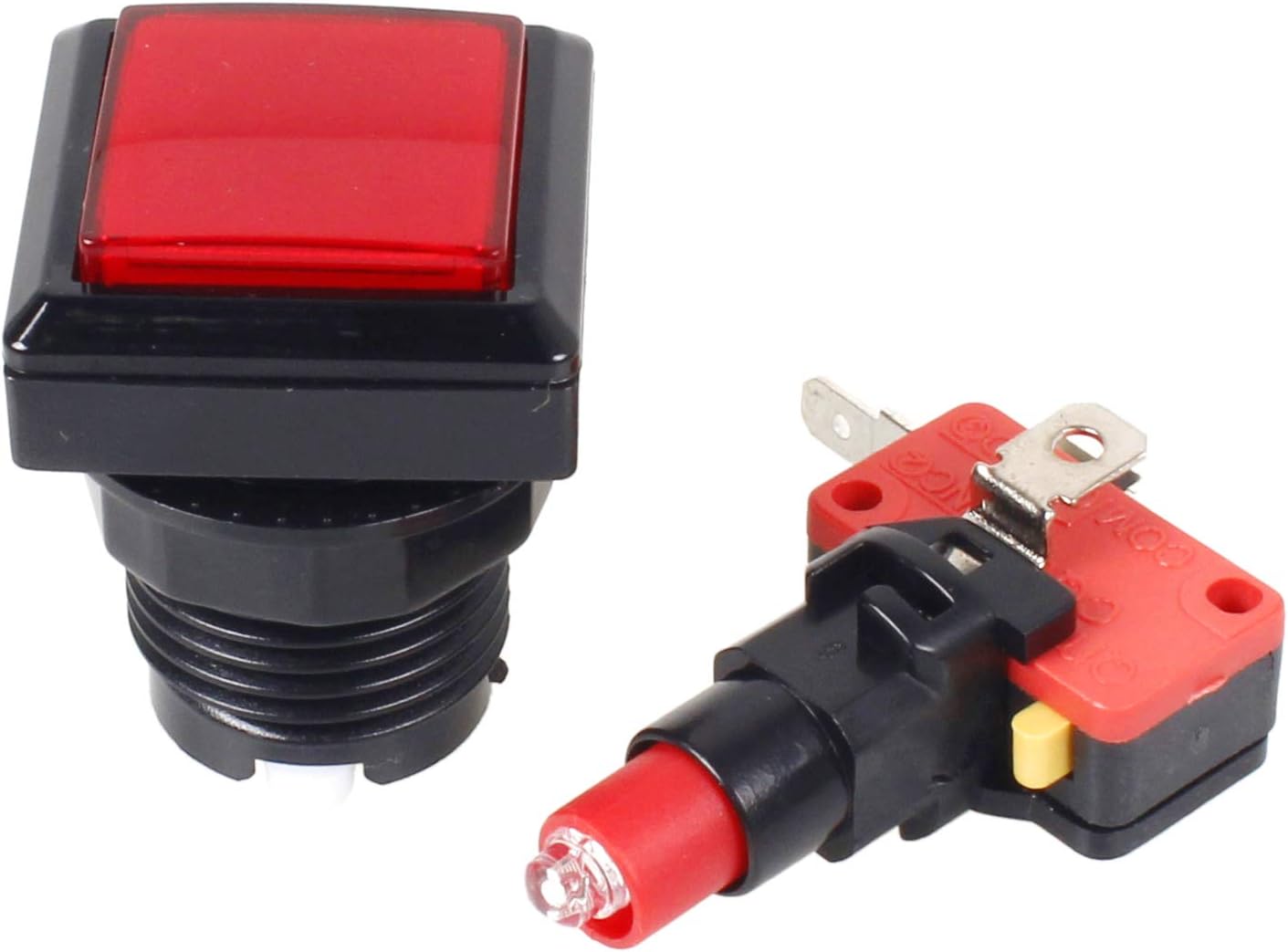 EG Starts 10x Arcade Square Shape LED Illuminated Push Button with Micro Switch for Arcade Machine Gaming Video Game Consoles Jamma Kit Parts 12V Lamp 33mm Buttons ( Each Color of 2 Piece )