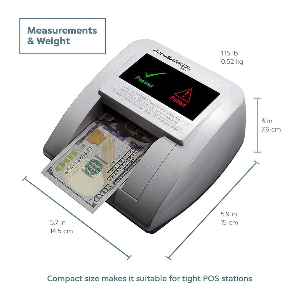 AccuBANKER D470 Quadscan 4-Way Orientation Counterfeit Bill Detector with UV, MG, IR, WM, Image, Length, Spectrum 7-Point Counterfeit Detection Methods - Optional Battery for Portable Use (No Battery)
