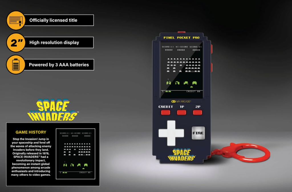 My Arcade Atari Pixel Pocket Pro: Preloaded Handheld, 25 Atari 2600 Games, Keychain Arcades